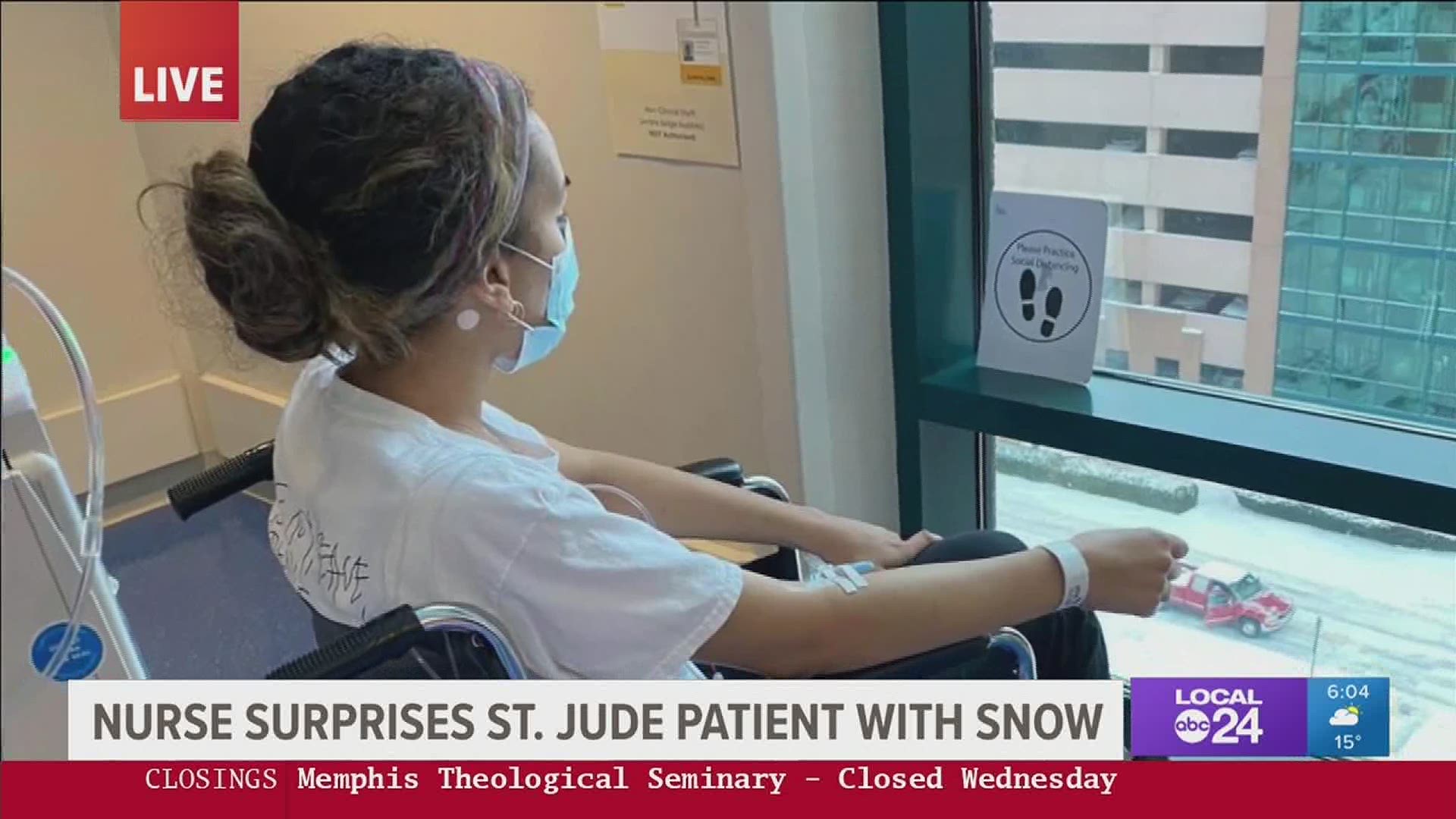 A nurse got a bucket of snow to cure a patient's homesickness.