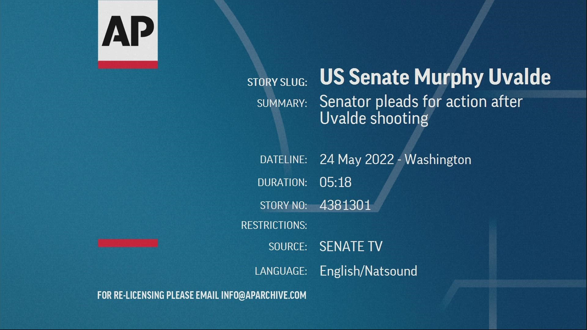 Senator Chris Murphy addressed the Senate floor after 19 children and two teachers were killed in a mass shooting at Robb elementary in Uvalde, Texas.