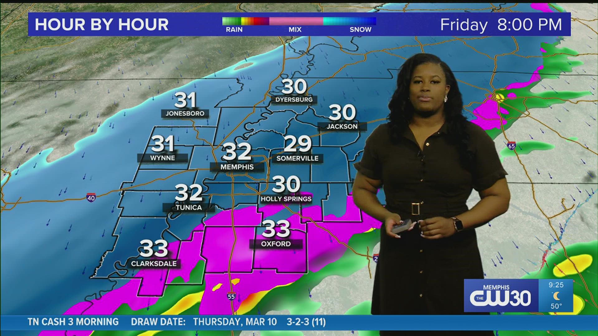 Day time warming will help with road impacts on Friday night.