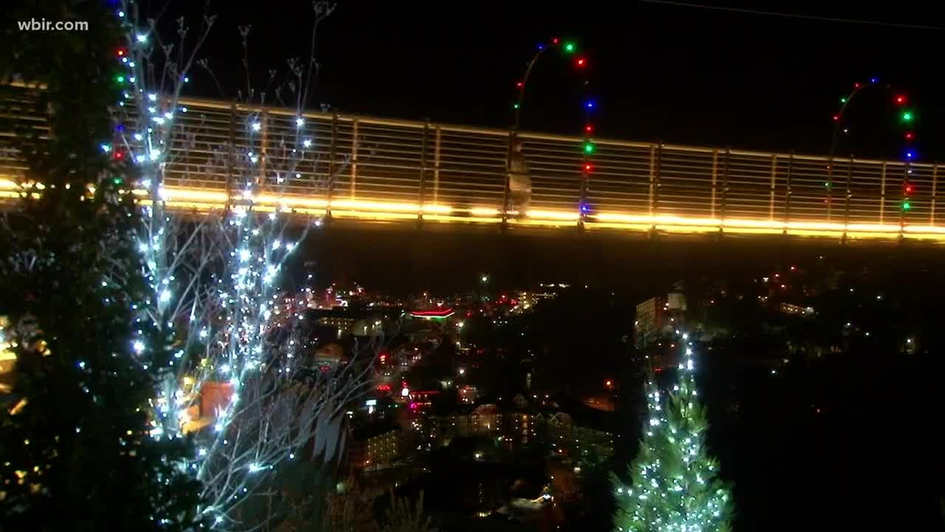 Check out the SkyBridge in Gatlinburg all lit up for Christmas! - Courtesy WBIR