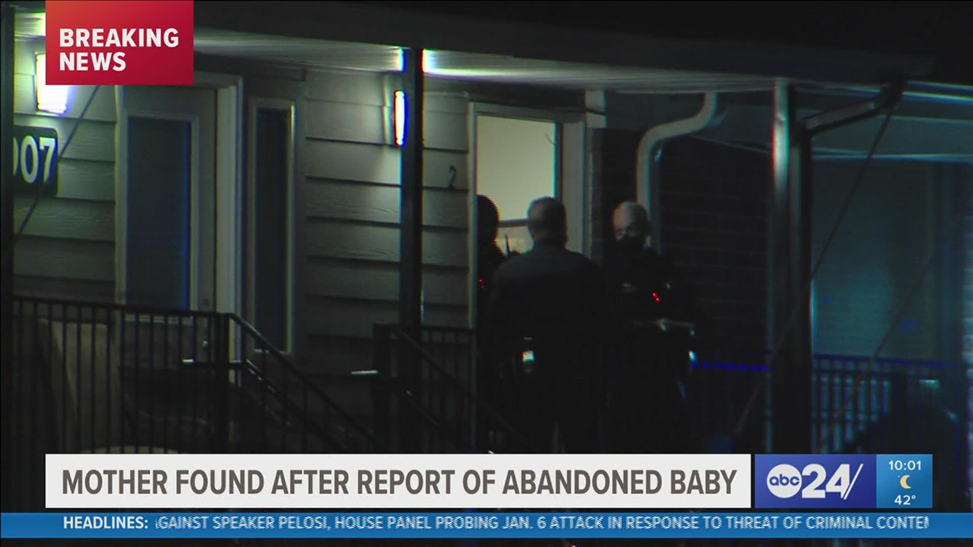 Newborn was found at an apartment complex and was taken to Le Bonheur Children's Hospital.
