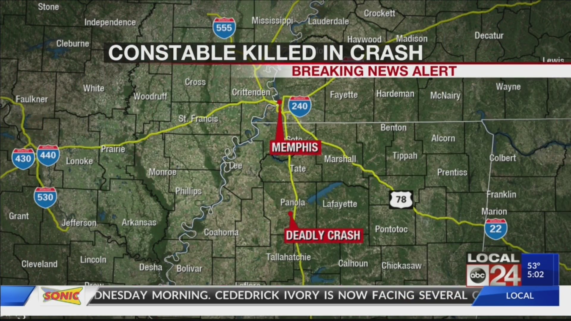 Mississippi constable killed in crash with suspected car thieves in