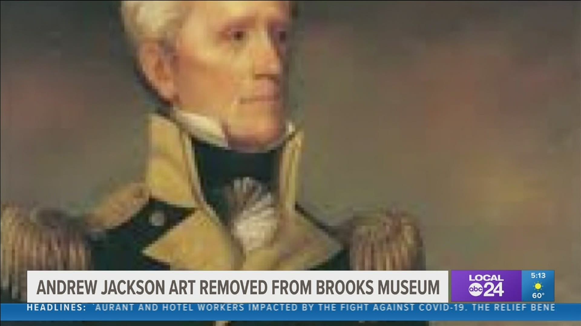 For decades, a portrait of President Andrew Jackson hung undisturbed in the Memphis Brooks Museum of Art. It's no longer on display.