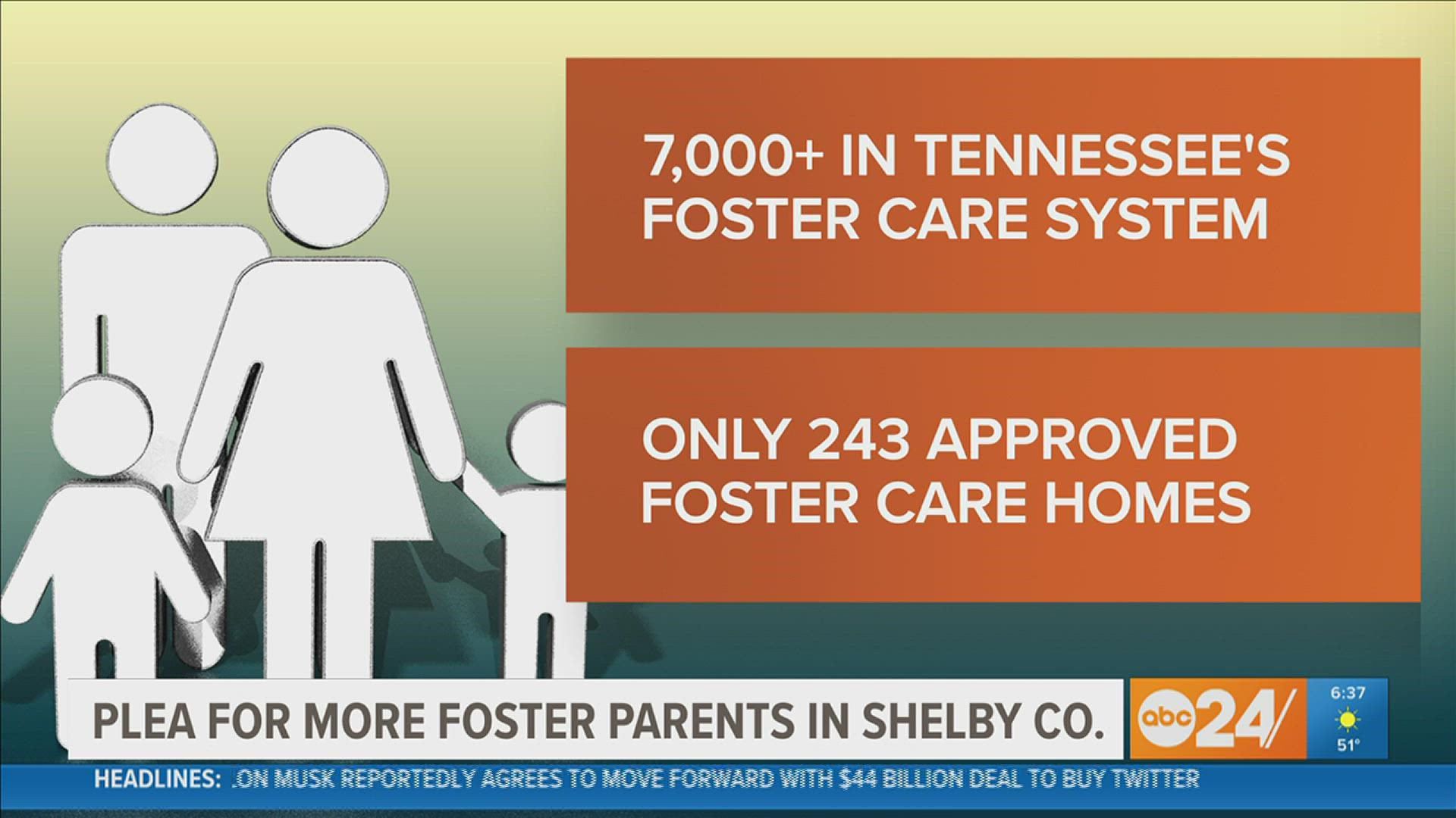 Right now, there are more than 7,000 children in Tennessee's foster care system, but only 243 approved foster homes