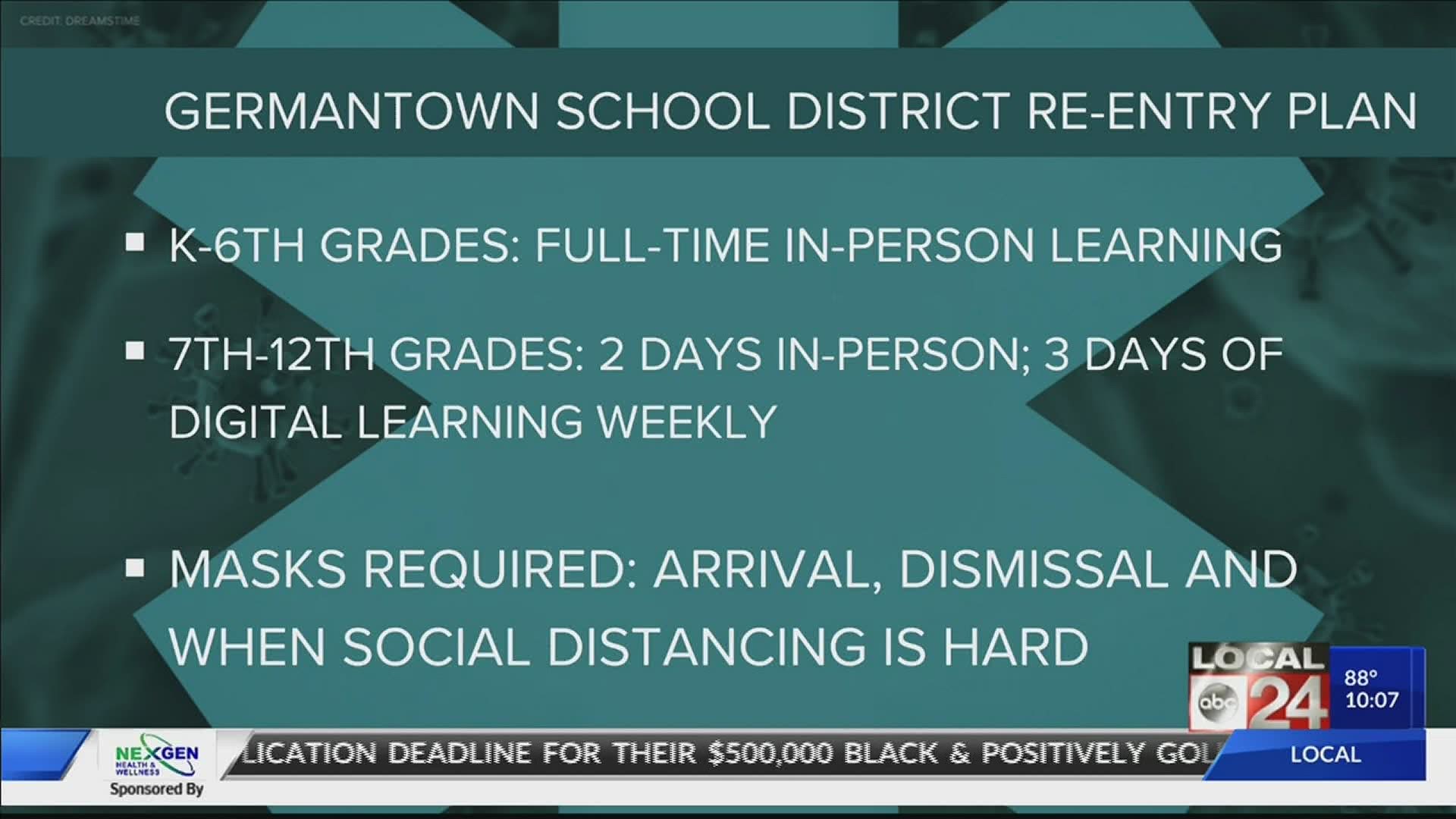 K-6 will learn in-person while grades 7-12 will have 2 days in-person and 3 days of digital learning