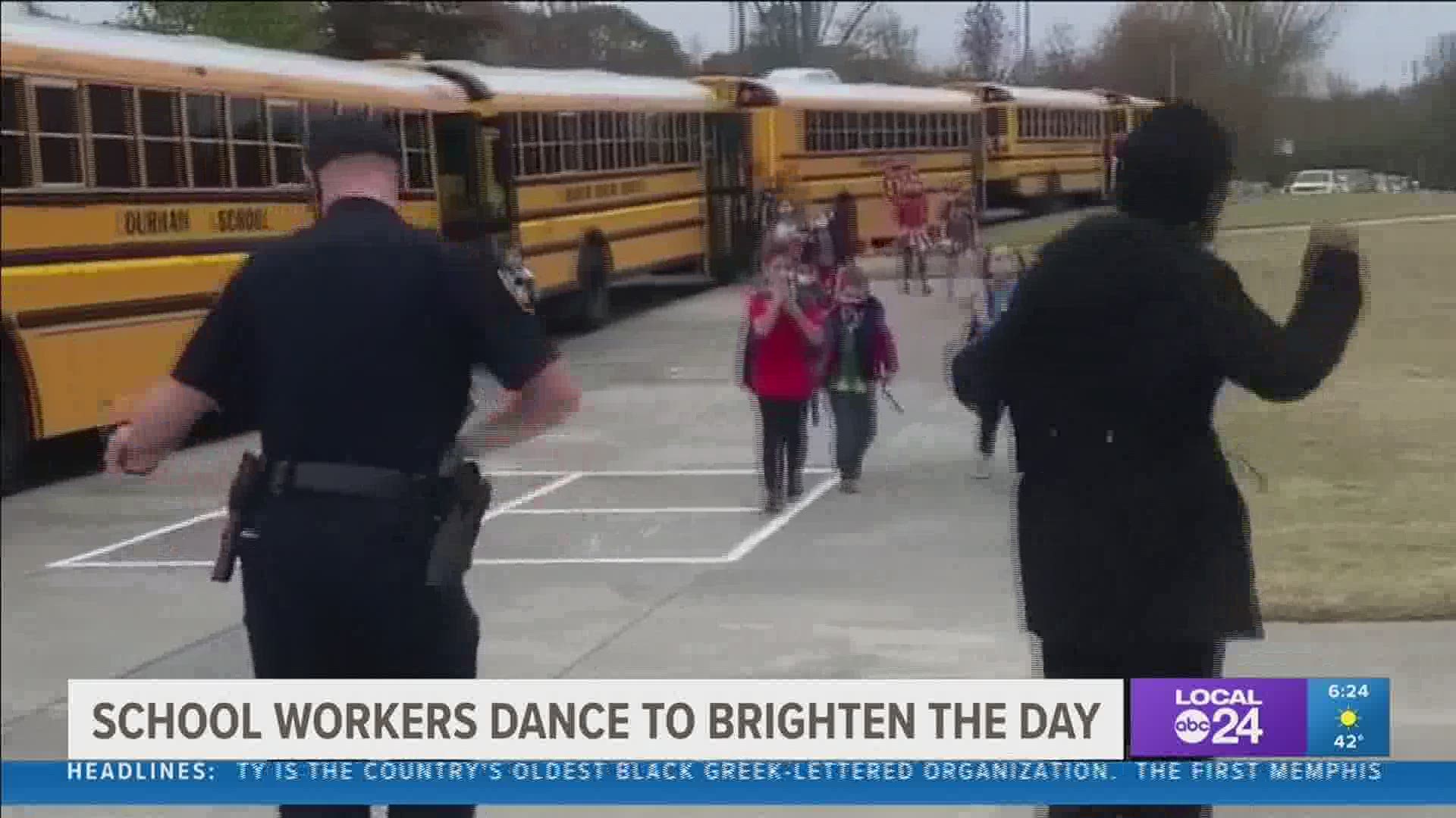 The two are helping students at Bailey Station Elementary in Collierville stay engaged by cutting a rug.