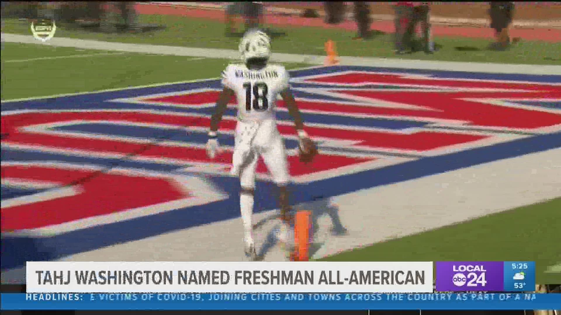 Memphis redshirt freshman wide receiver Tahj Washington has been selected to the Football Writers’ Association of America Freshman All-America Team.