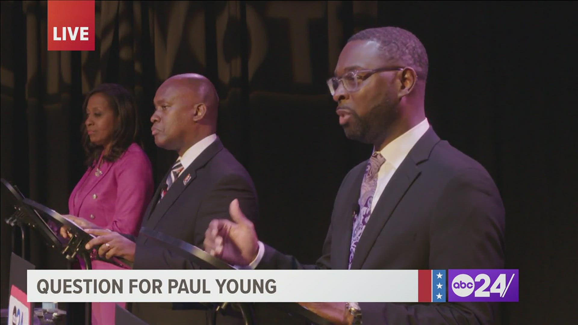 Memphis mayoral candidate Paul Young speaks at the "Your Voice, Your Vote: 2023 Mayoral Debate" and states "the people of Memphis need results, not partisanship."