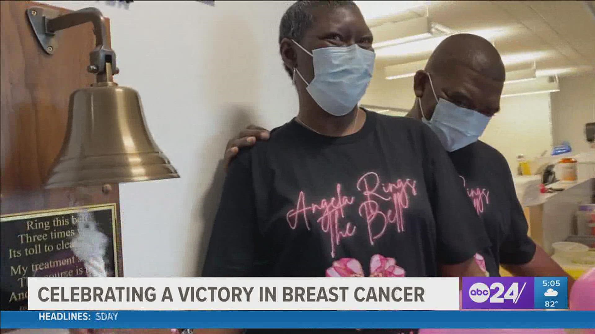 A West Tennessee woman celebrated knocking out breast cancer by ringing the bell at Crittenden Baptist Memorial Hospital.