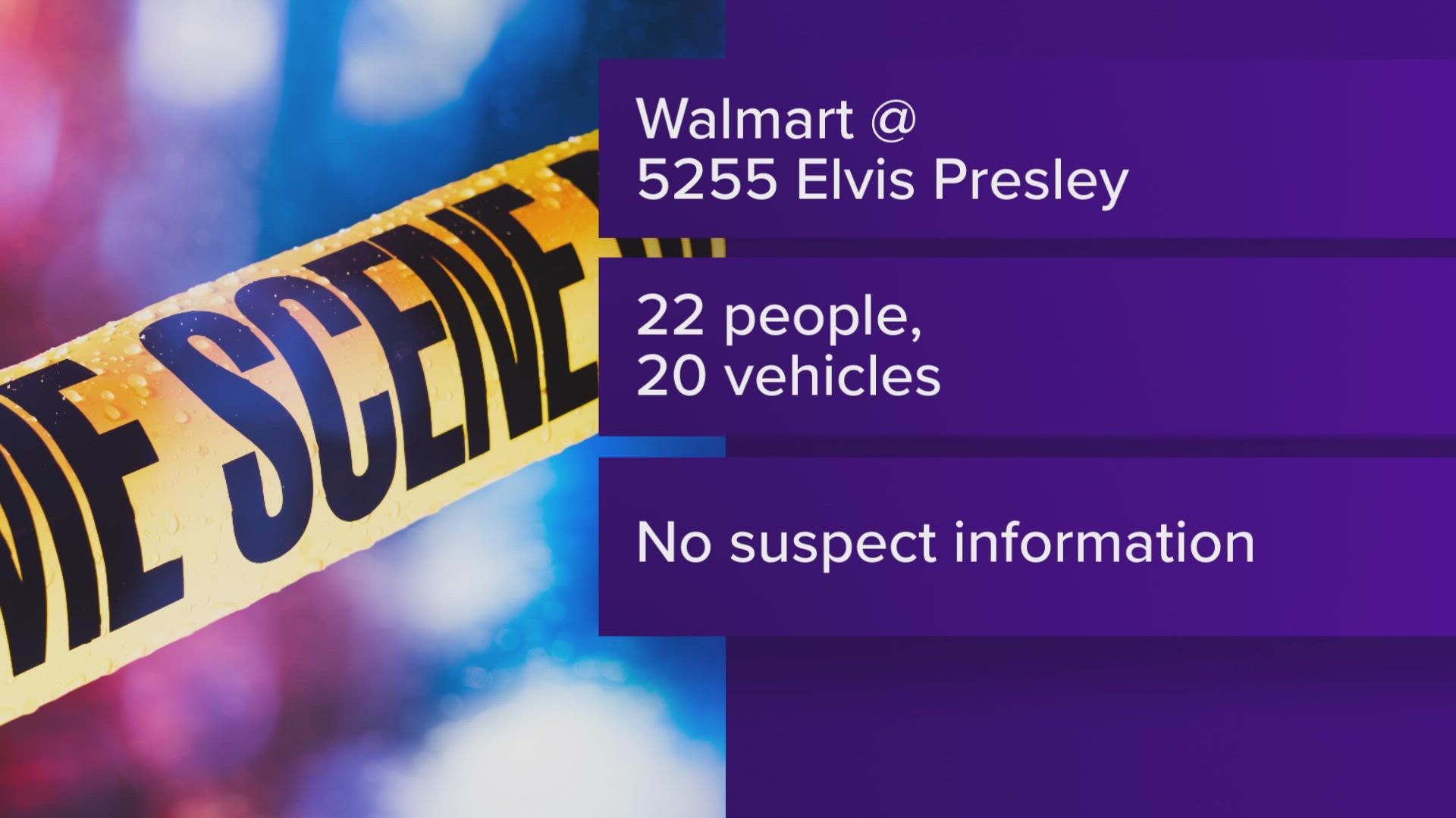 MPD investigators said about 9 p.m. Sunday, about 22 suspects – some of them armed – went into the Walmart store in the 5200 block of Elvis Presley.