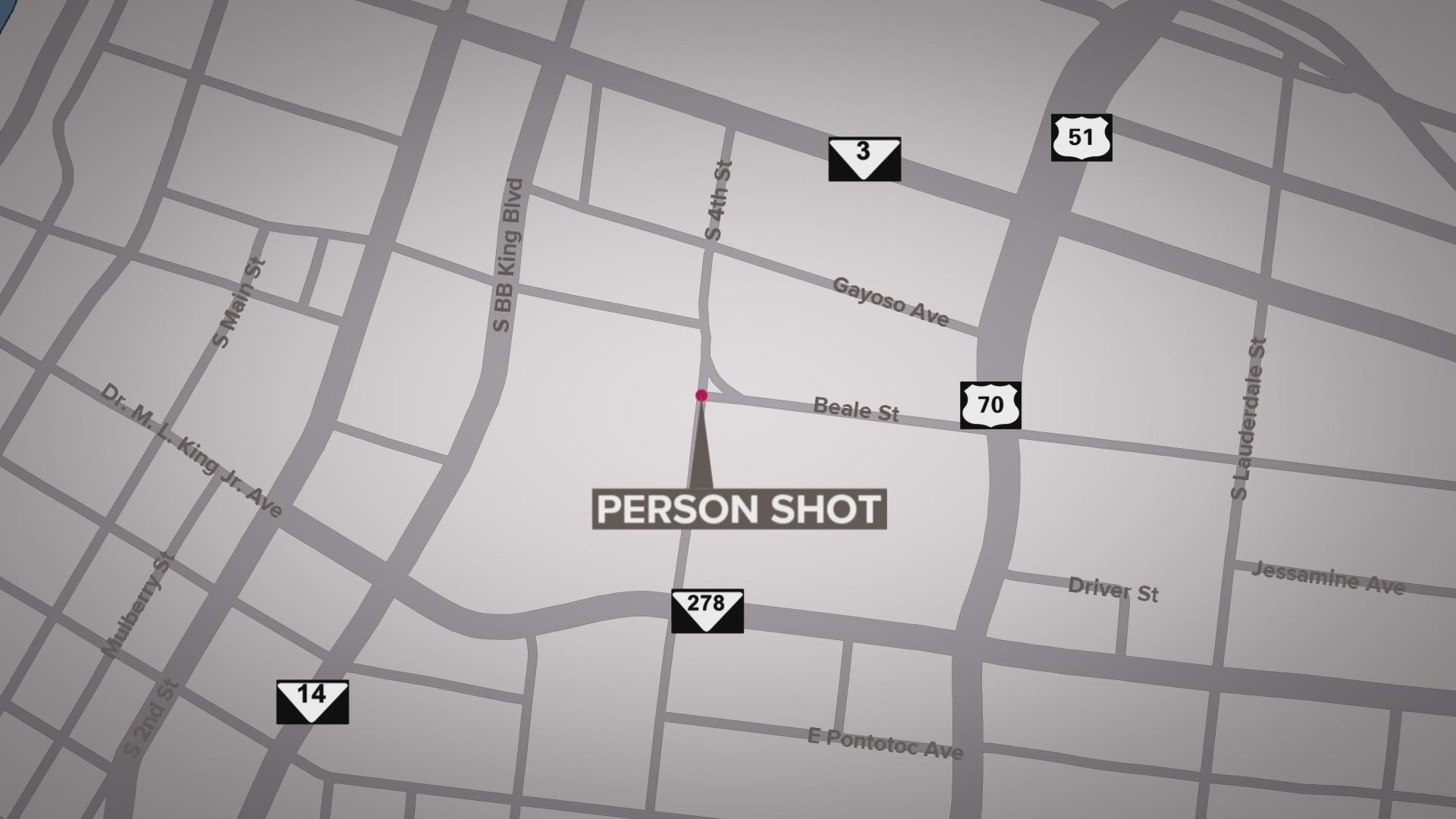 Police said the shooting happened around 3:30 a.m. Sunday at the intersection of South Fourth Street and Beale Street.