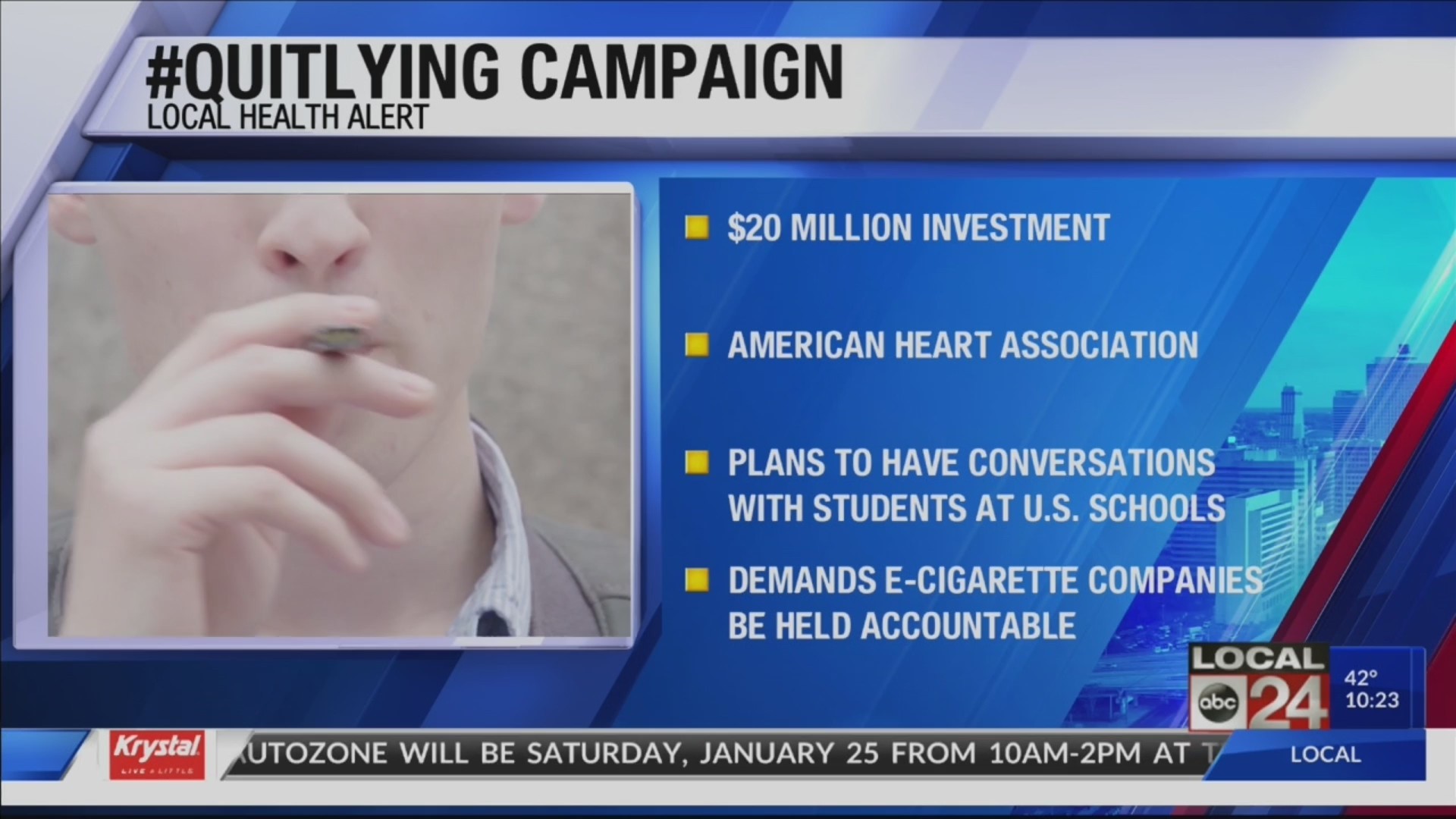 New American Heart Association campaign called Quit Lying educates students about the dangers of vaping