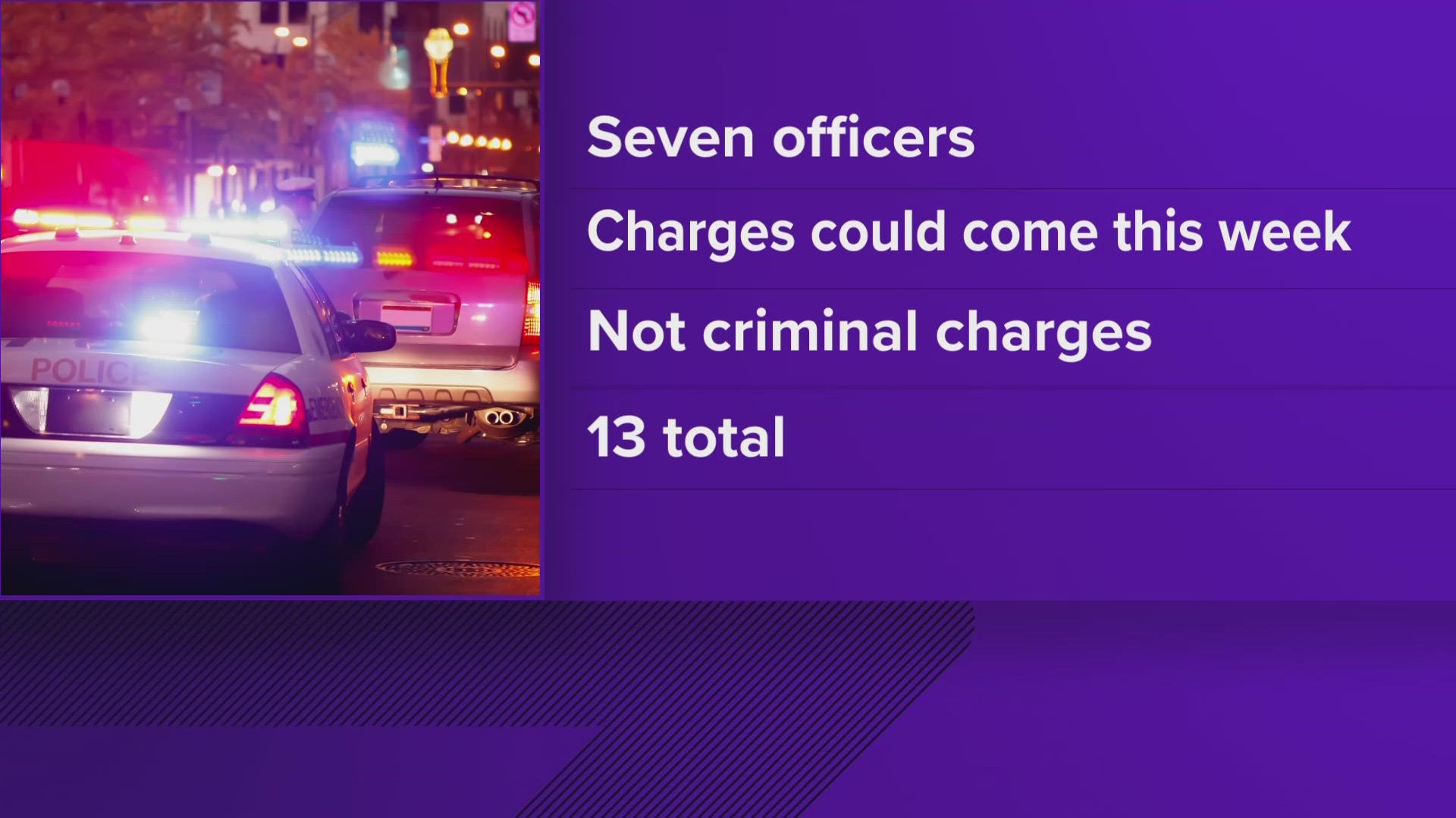 City of Memphis Chief Legal Officer Jennifer Sink told ABC24 a statement of charges for policy violations could come this week for an additional seven officers.