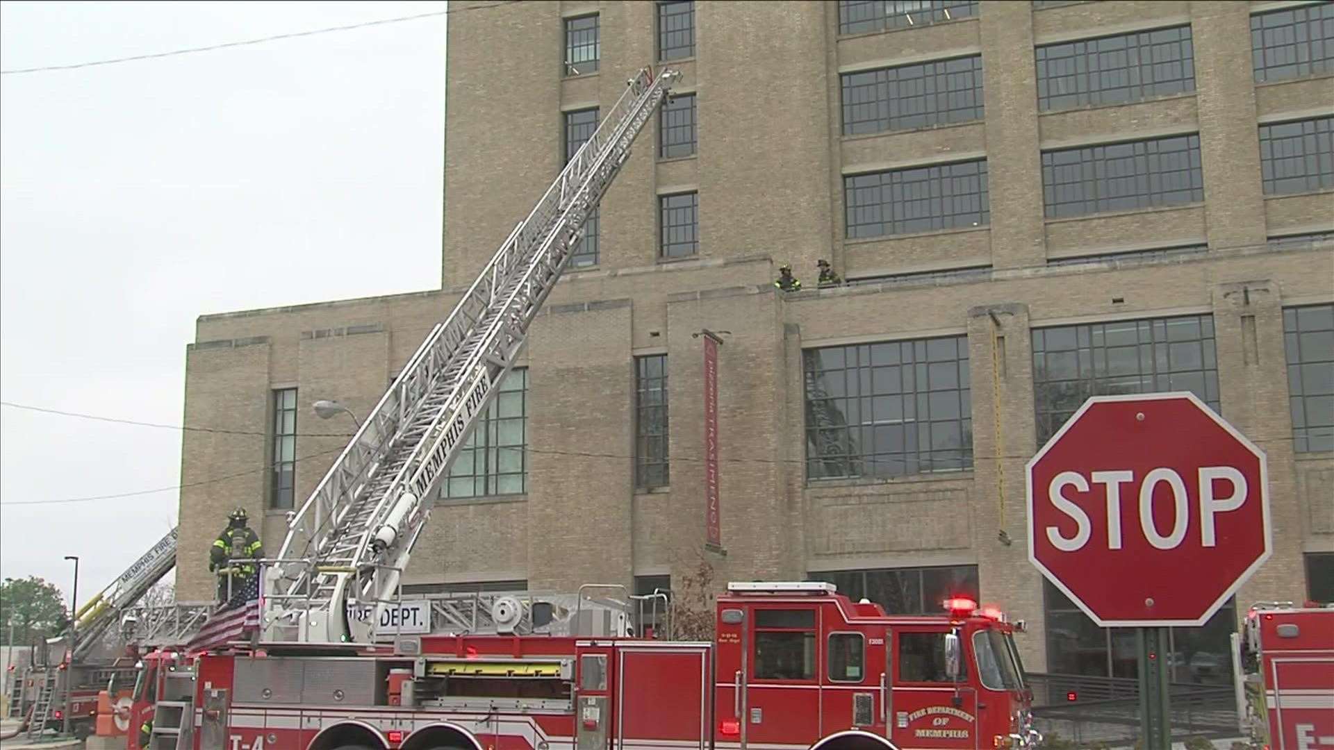 The Memphis Fire Department said they responded just before noon at the building in the 1300 block of Concourse, near Cleveland in midtown Memphis.