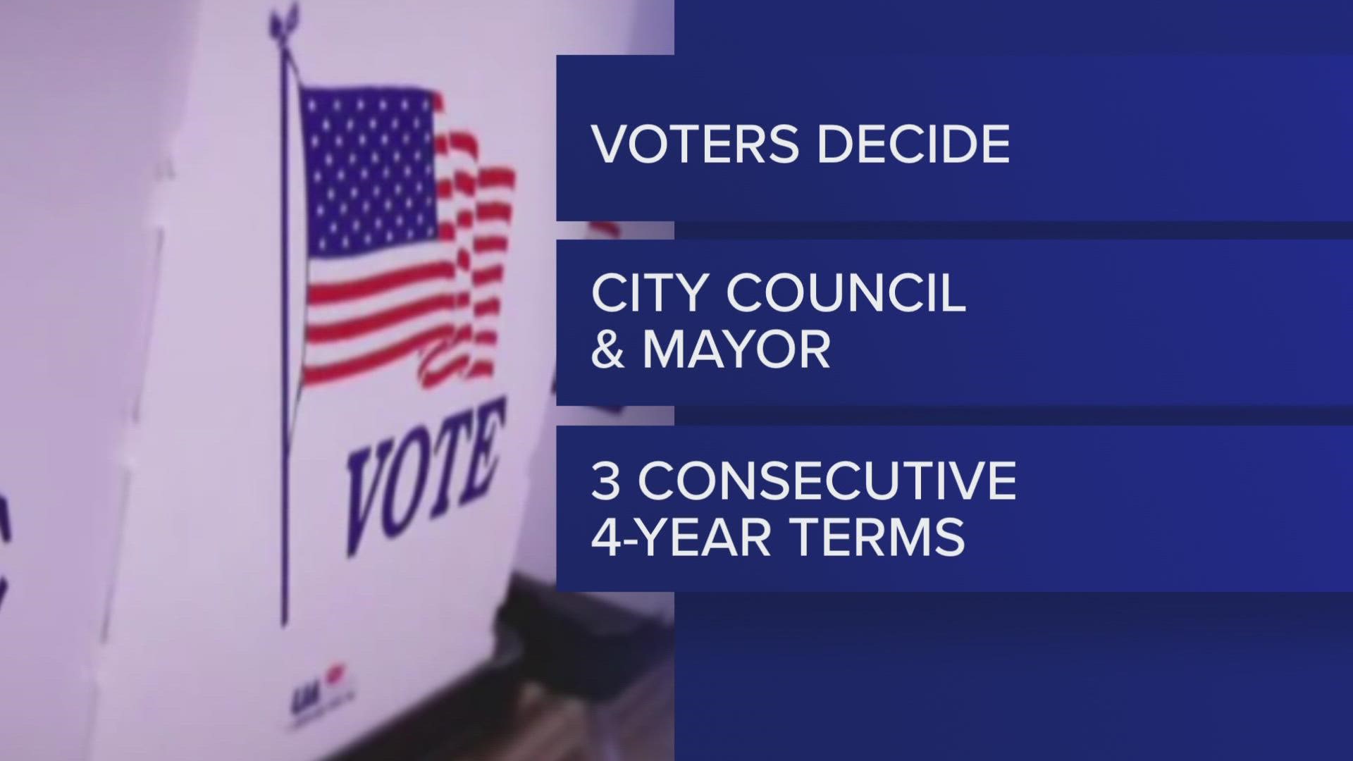 Tuesday, the city council agreed to let voters decide if the mayor and council members can serve three 4-year terms.