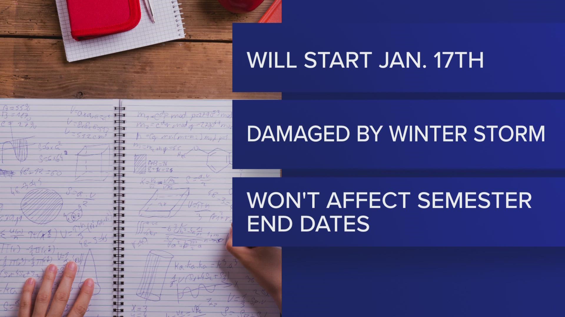 The semester, originally set to start Jan. 9, will now begin Jan. 17.
