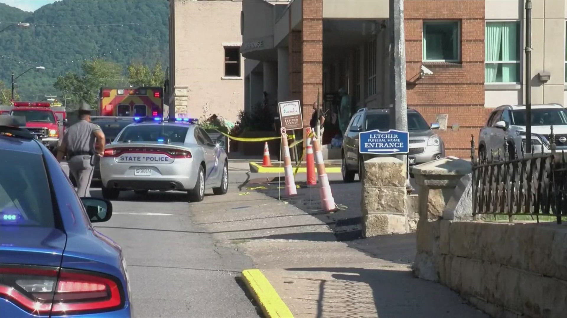 Letcher County Sheriff Shawn M. Stines, 43, was taken into custody at the scene without incident, police said. He was charged with one count of first-degree murder.