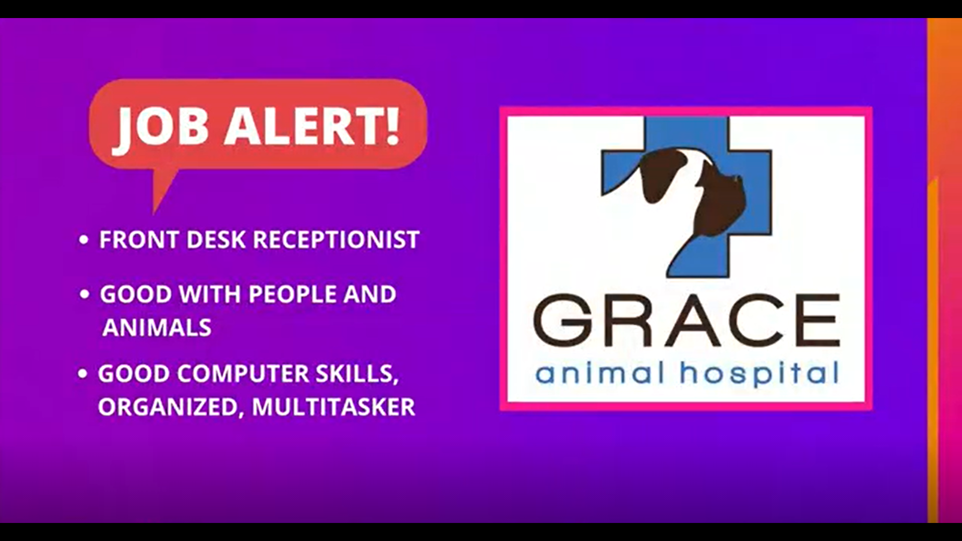 Grace Animal Hospital job alert - March 2021! 