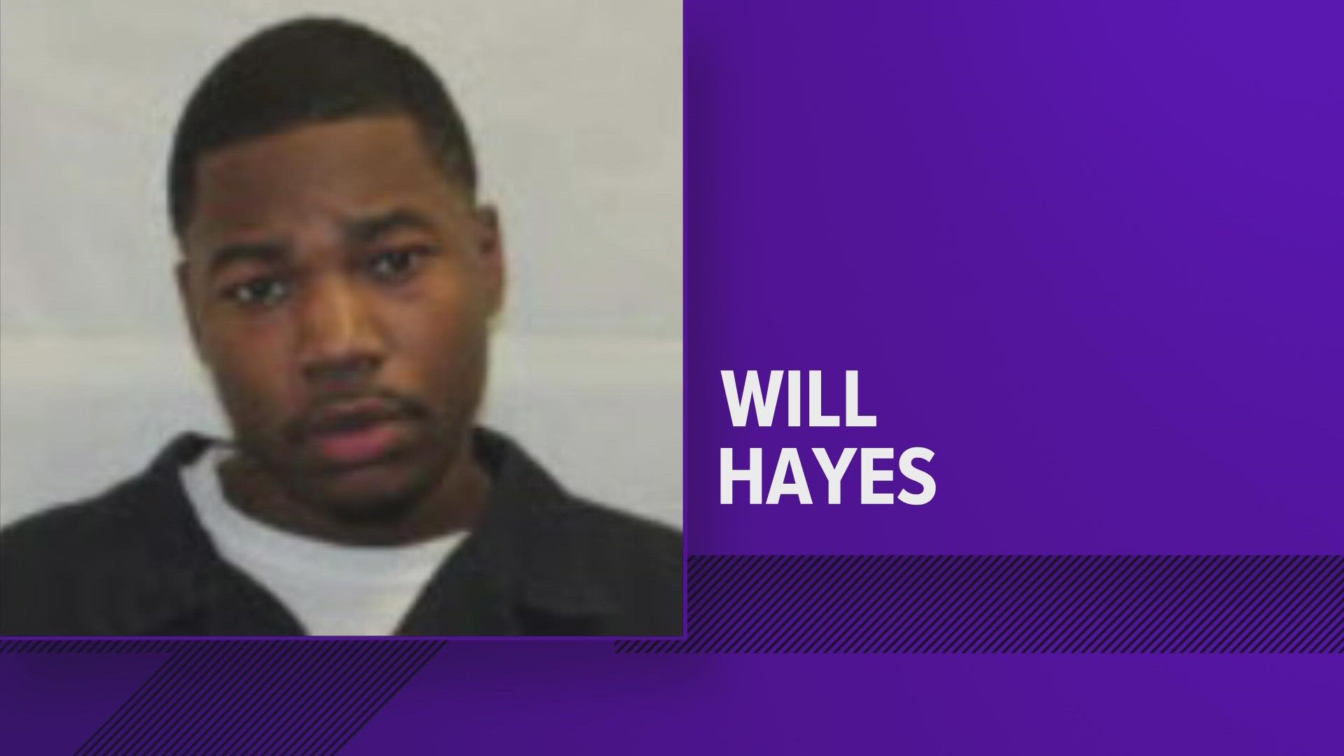 Will Hayes faces several charges including kidnapping and robbery. Police are still searching for the second suspect.