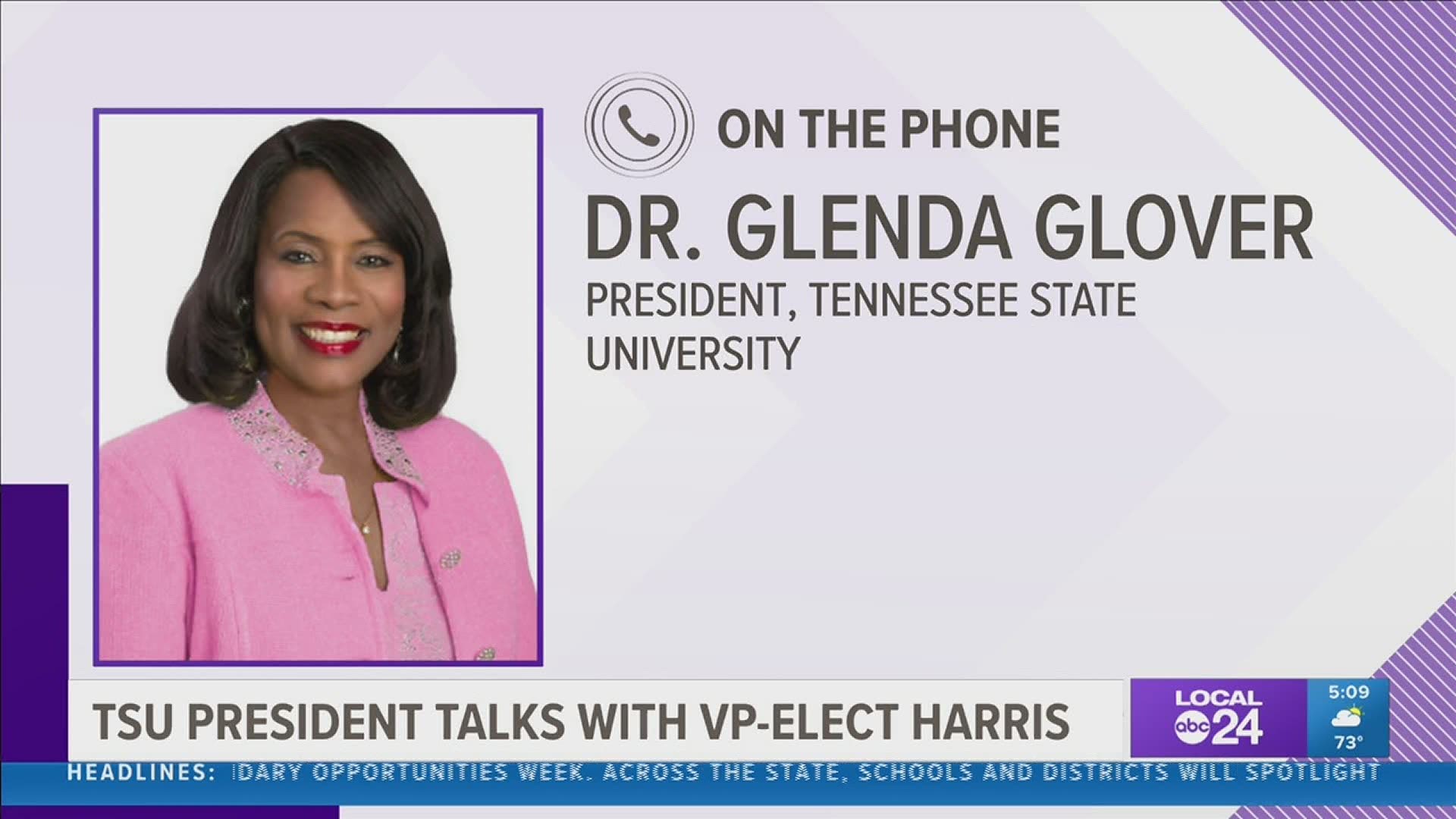 Kamala Harris called Tennessee State University President and International President and CEO of Alpha Kappa Alpha Sorority, Incorporated Dr. Glenda Glover.