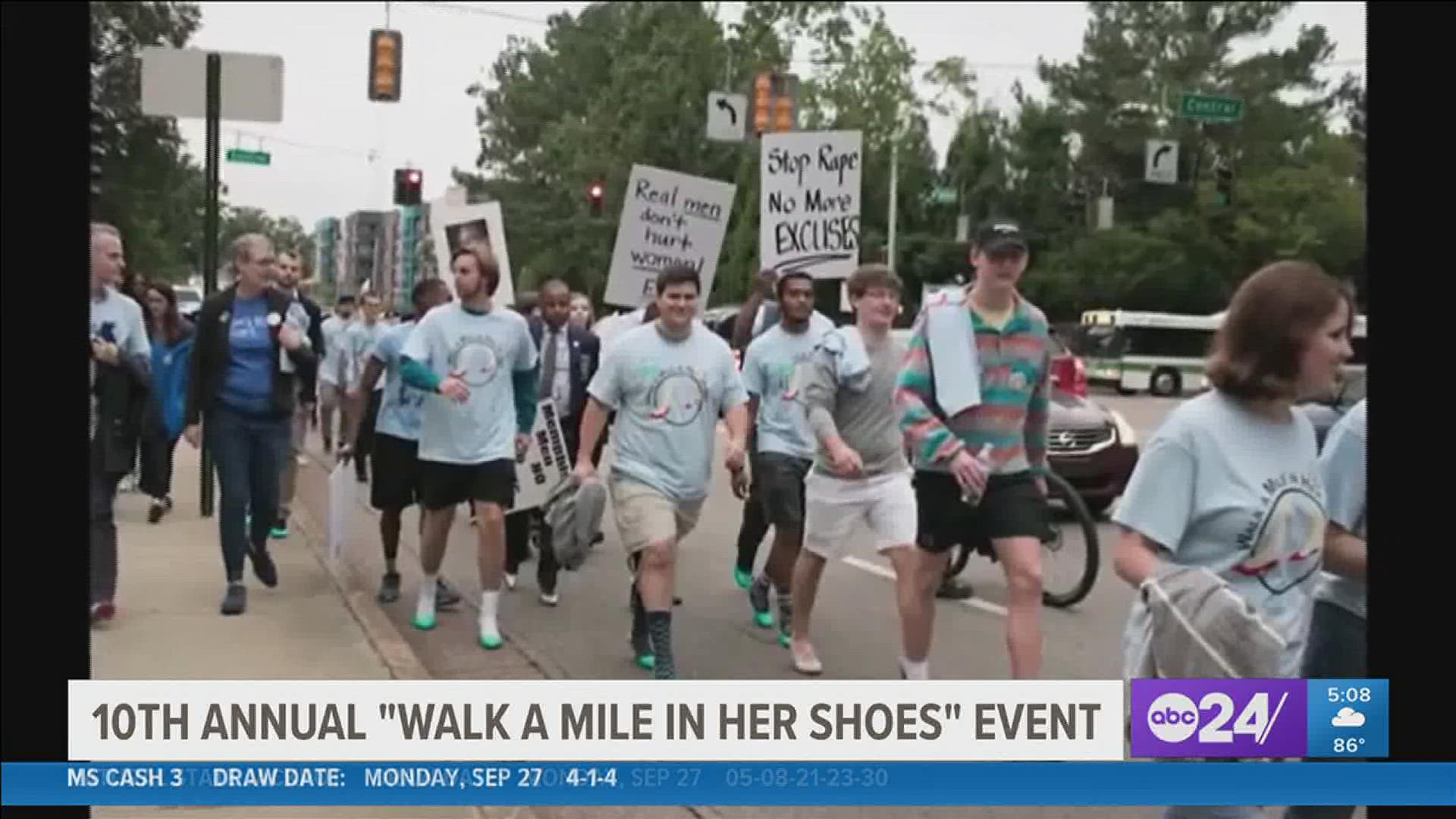 Men will slip into a pair of high heels and walk mile in support of ending violence against women.