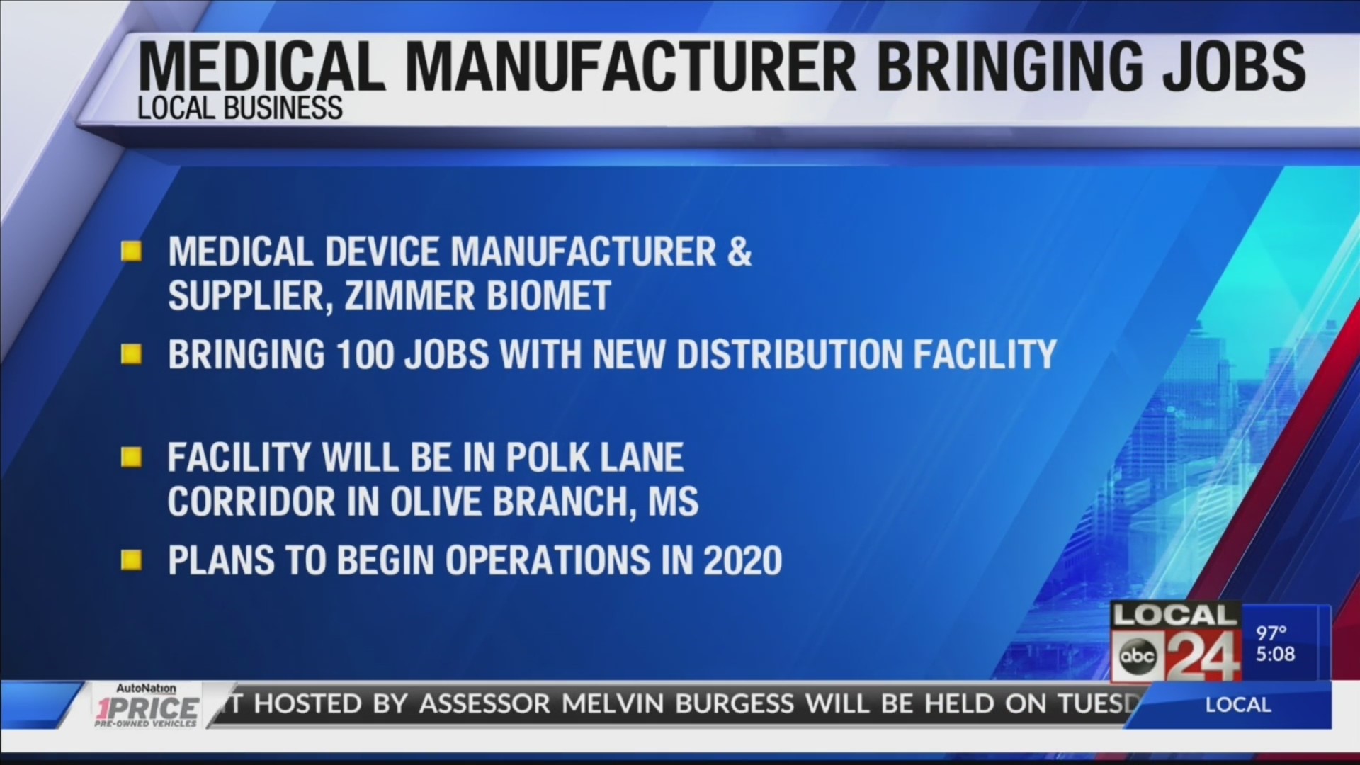 Medical device manufacturer Zimmer Biomet to locate facility in Olive Branch