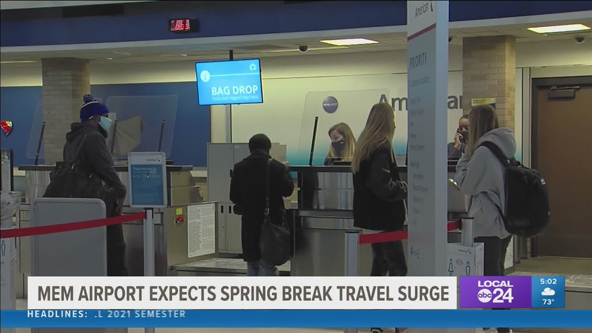 Ahead of spring break, Memphis International saw its busiest day since the start of the pandemic on Friday.