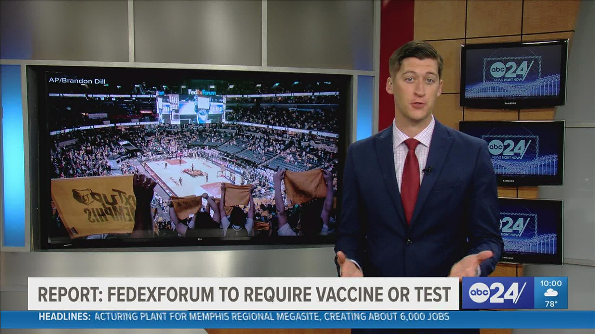 It was announced Tuesday that the FedEx Forum will require proof vaccination or negative test to attend an event.