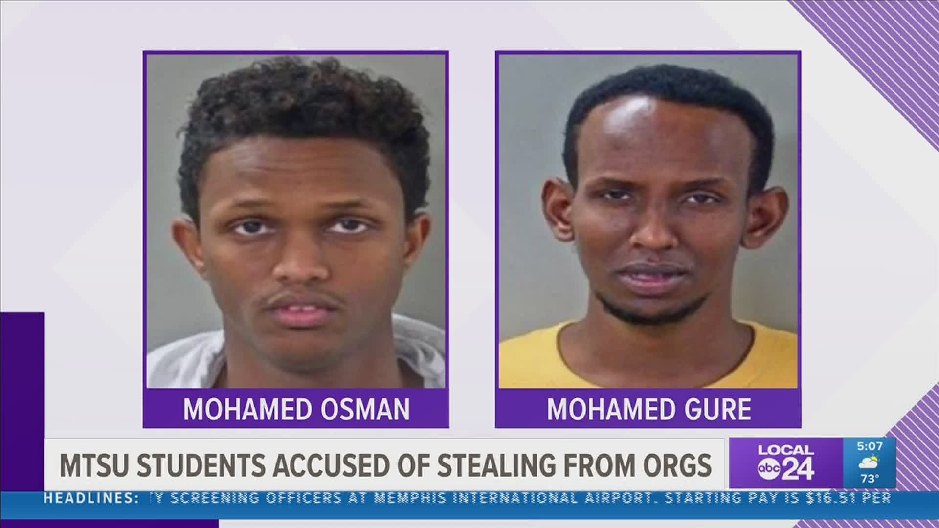 Mohamed Gure and Mohamed Osman are both charged with stealing money using the school's Somali & Muslim Student Associations.