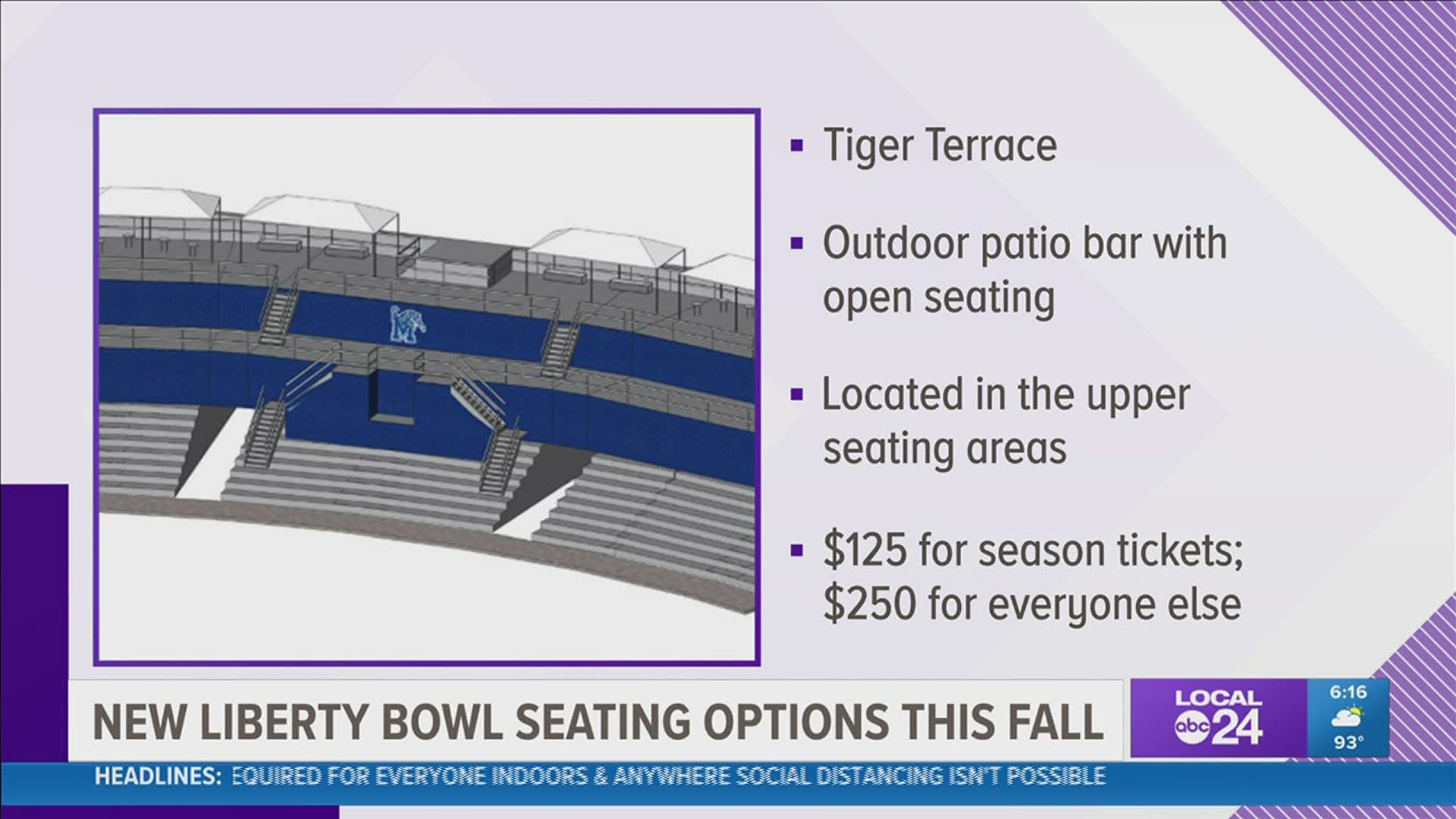 The all-inclusive Outdoor Club features some of the best views of the game, and the Tiger Terrace is designed as an outdoor patio bar with open seating.