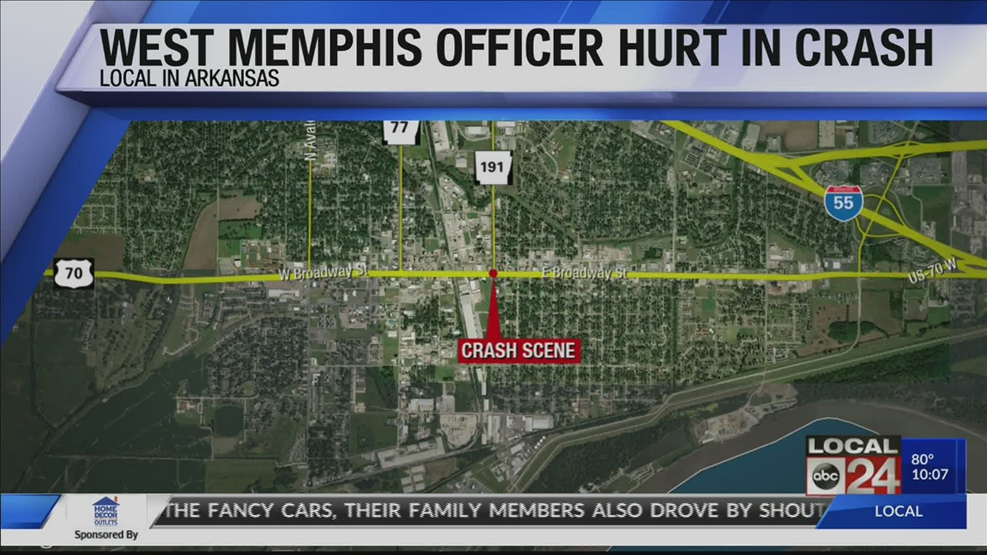 west memphis officer hurt in crash