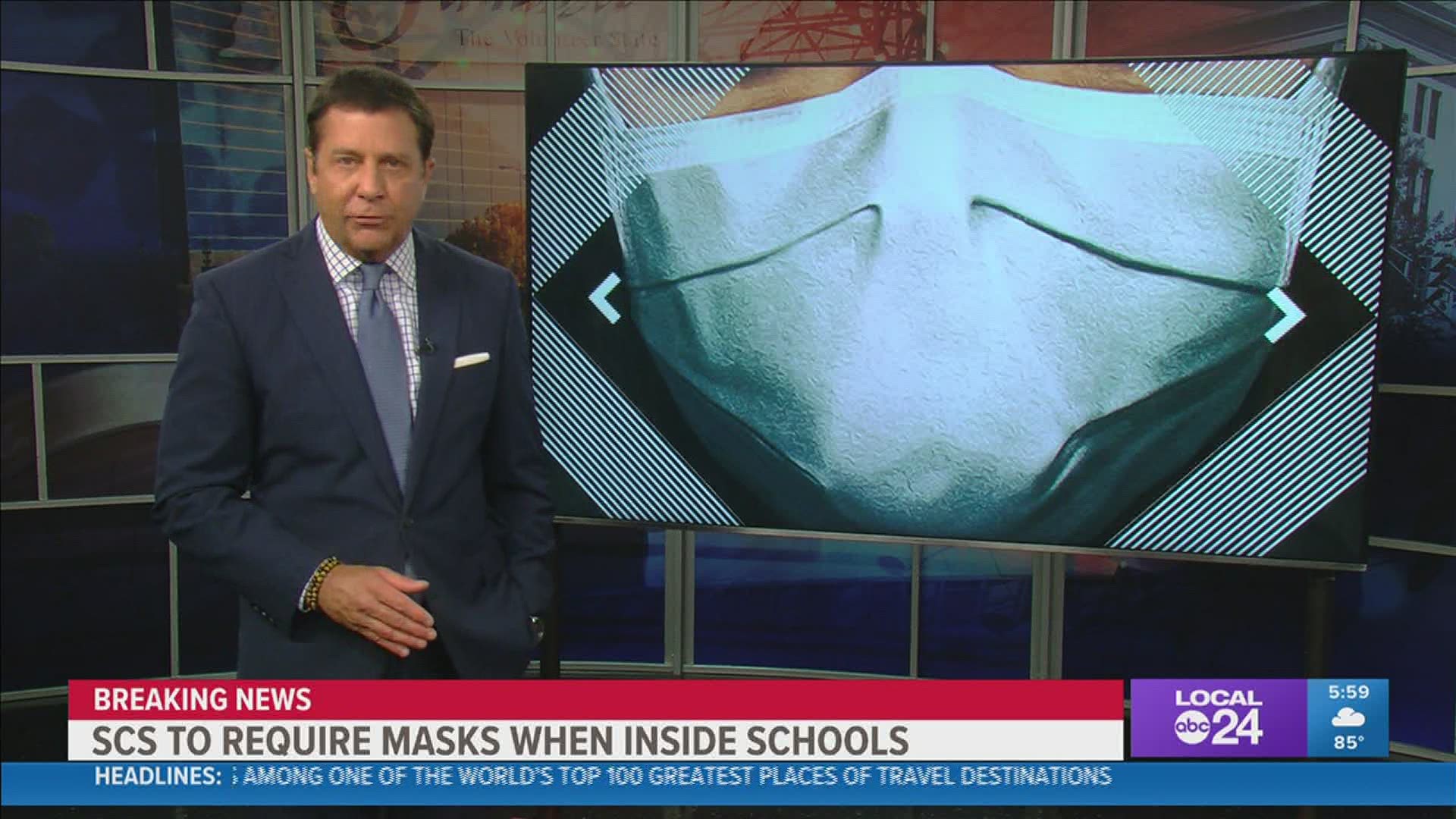 A Shelby County Schools statement said that "masks should be worn indoors...by all employees and students, regardless of vaccination status..."