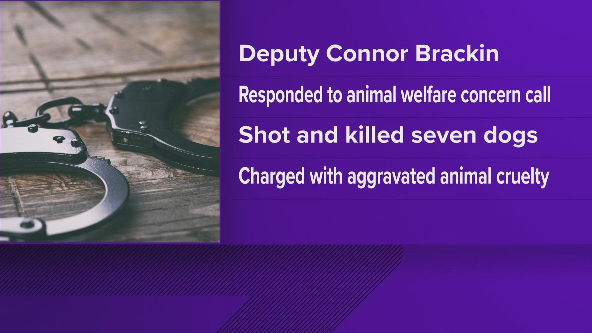 The TBI said for reasons under investigation, Connor Brackin shot and killed seven dogs while responding to a call about the welfare of the dogs.