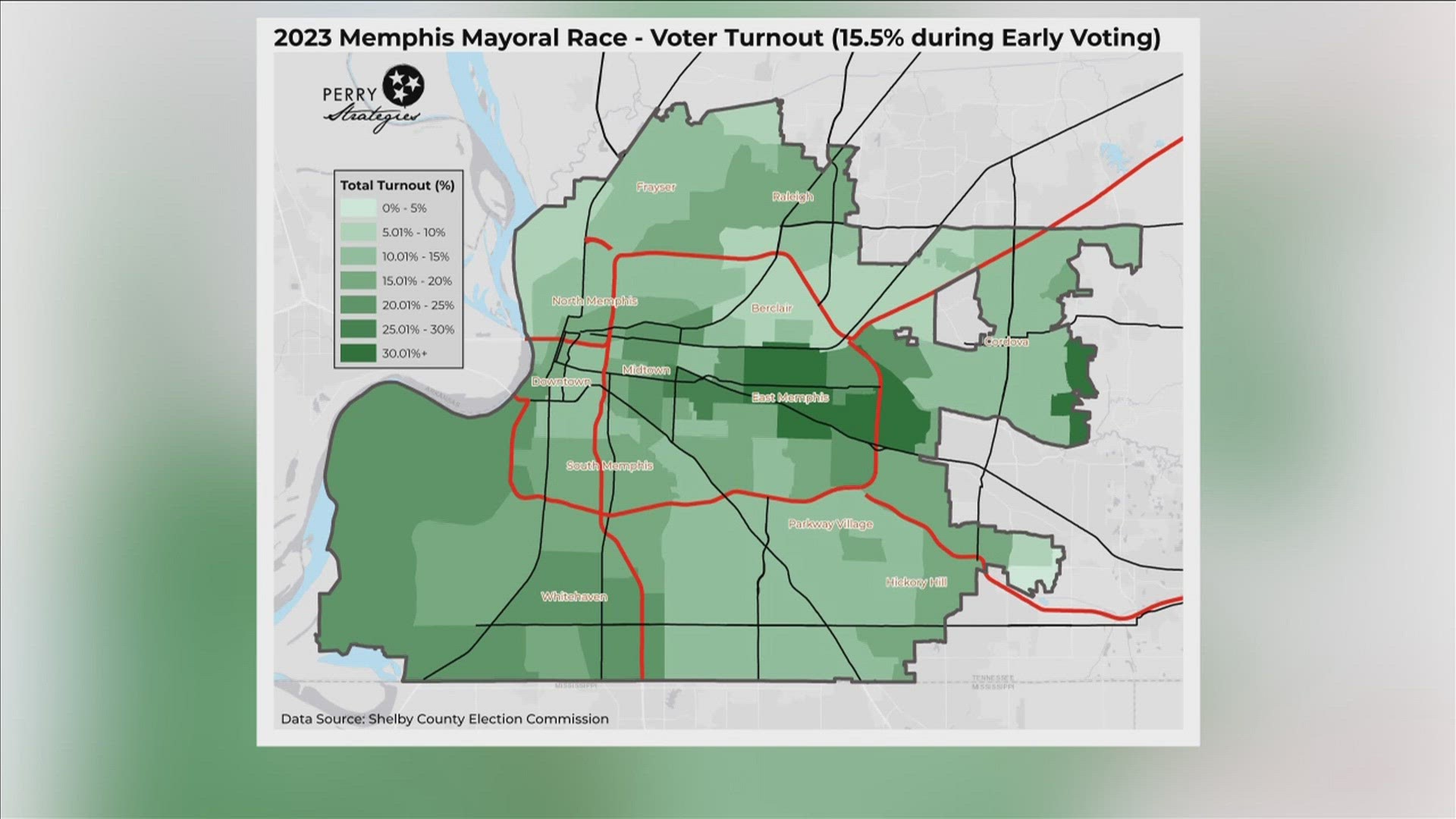 East Memphis had the highest percentage of early voters, but Westwood, Whitehaven, Midtown and Cordova were not far behind.