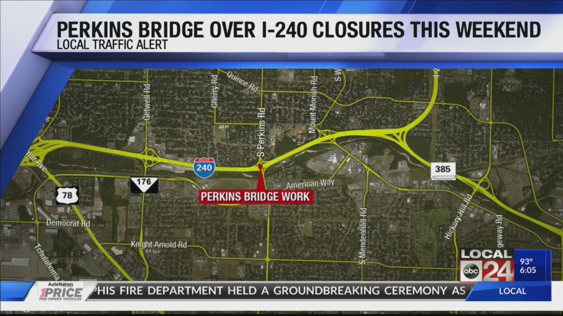 LOCAL TRAFFIC ALERT TDOT repairs to Perkins Road bridge over I240