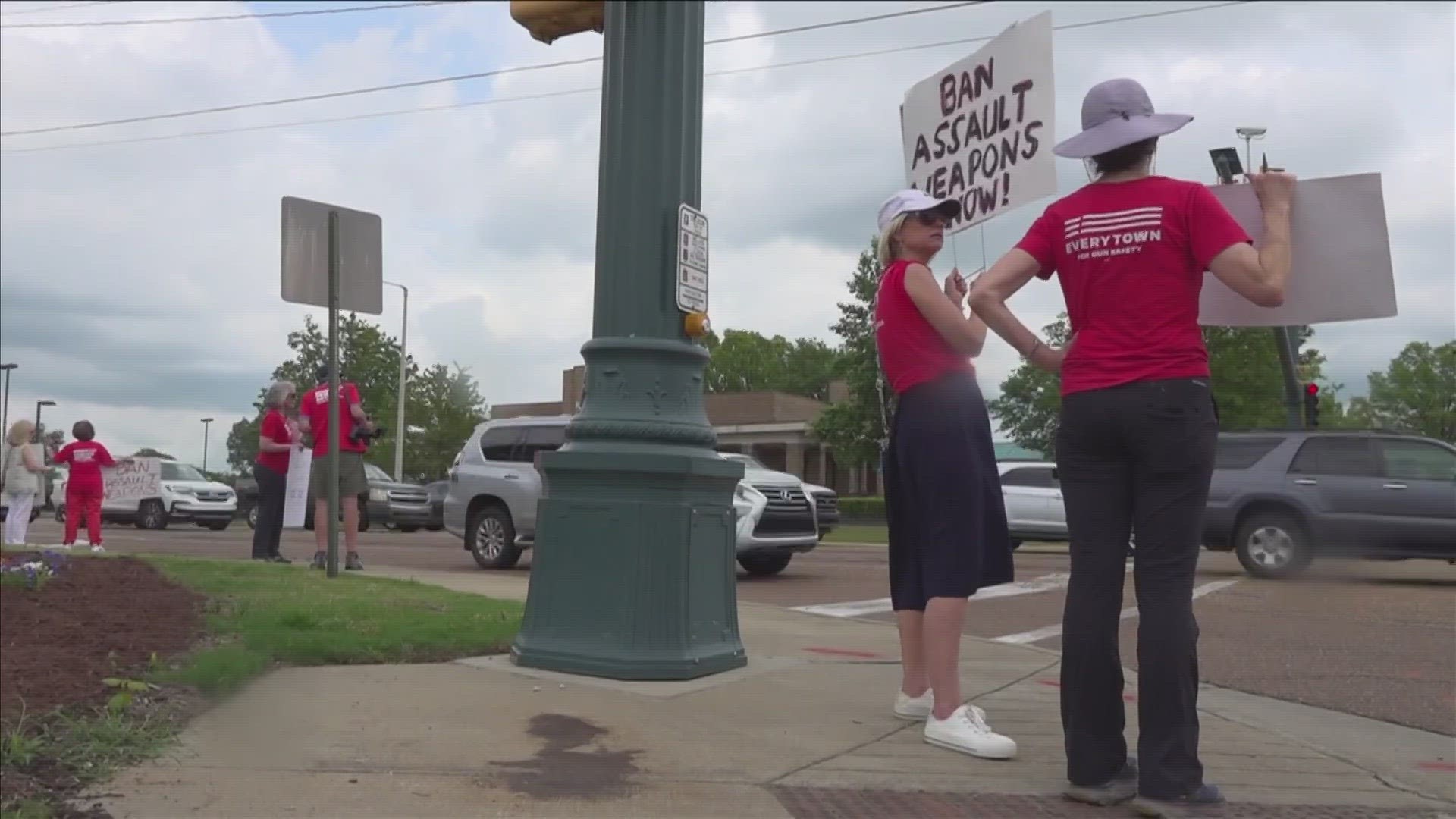 The protest was part of a national effort to reinstate the assault weapon ban that passed in 1994 but expired in 2004.