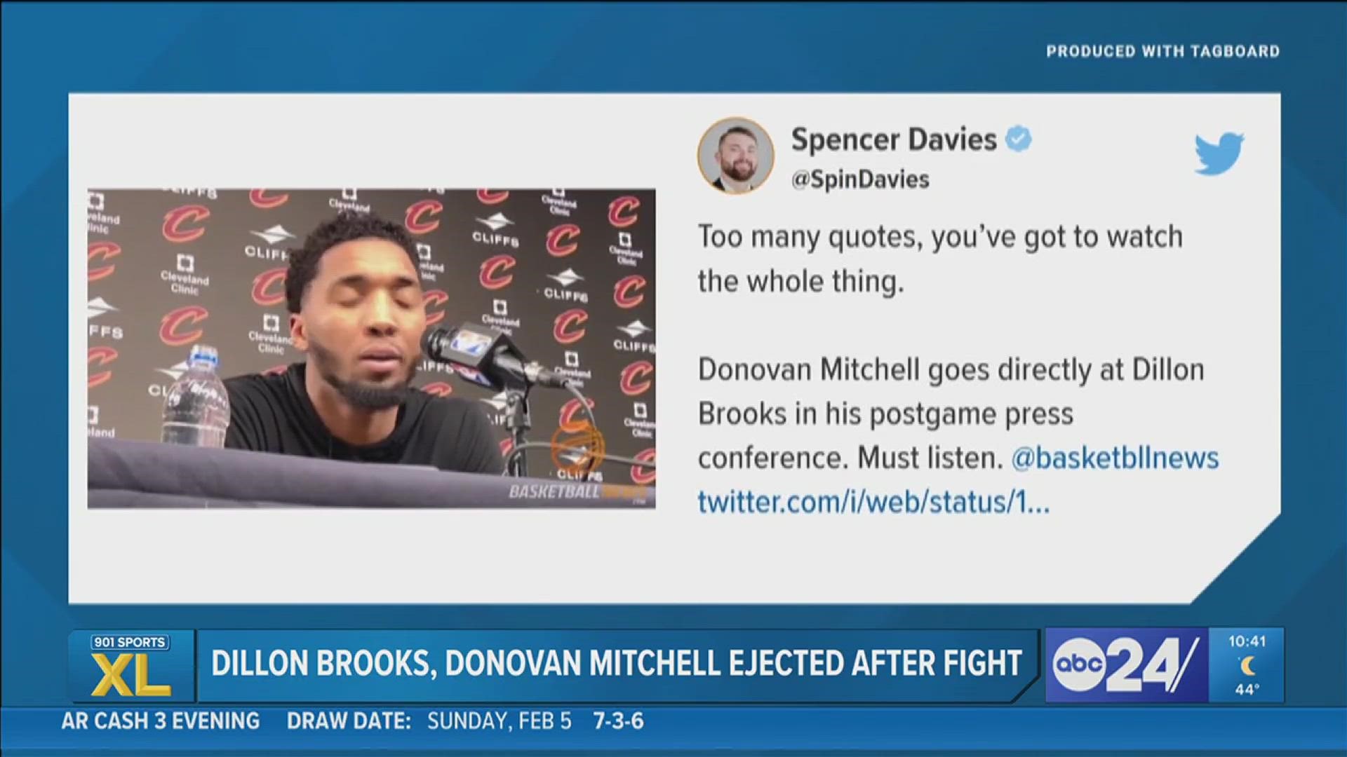 At the post-game press conference, Donavan Mitchell had a lot to say about his mid-game fight with Grizzlies Dillion Brooks, arguing that Brooks is a dirty player.