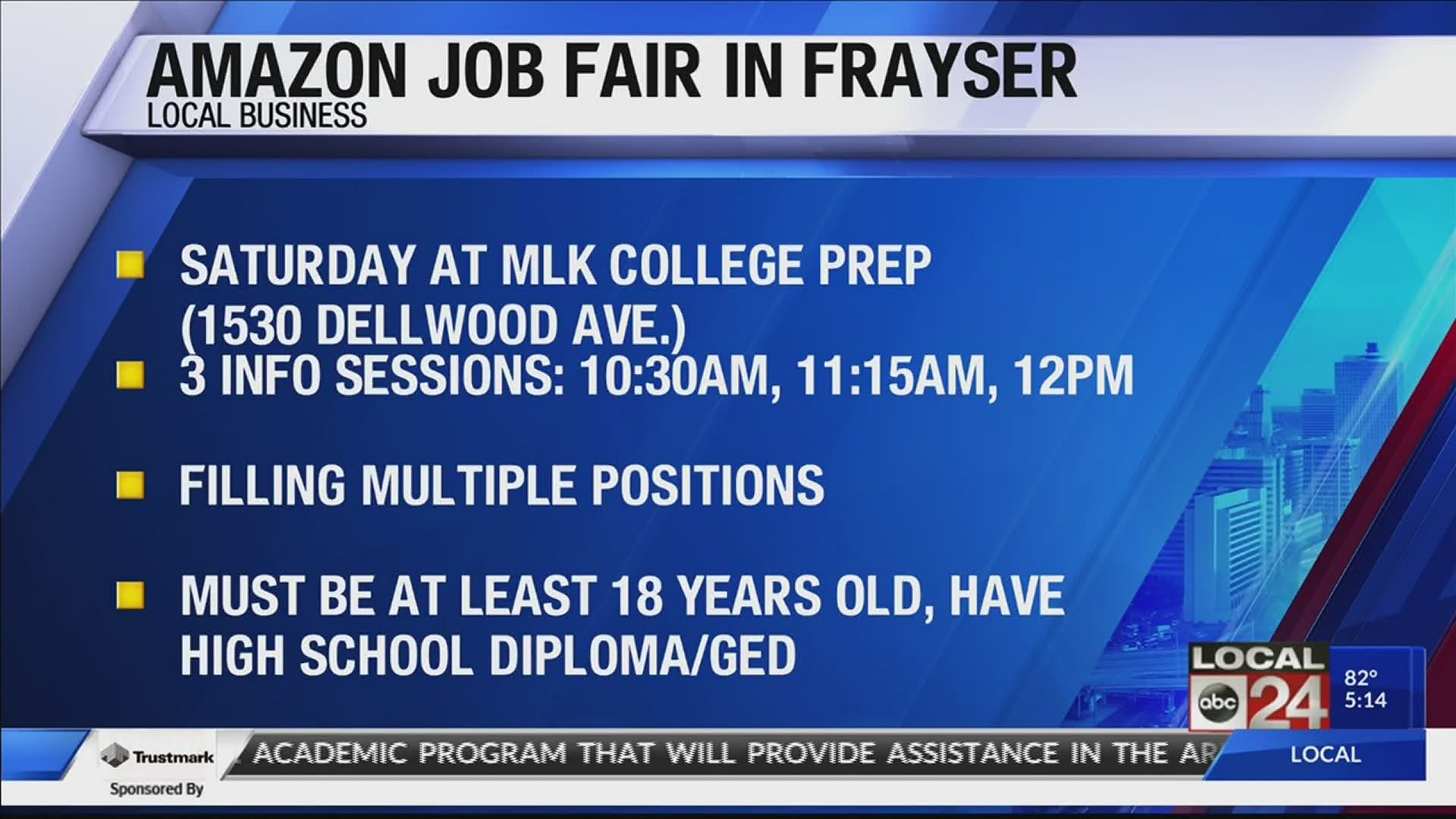 The job fair/information sessions run Saturday at 10:30 a.m., 11:15 a.m., and noon, at MLK College Prep.