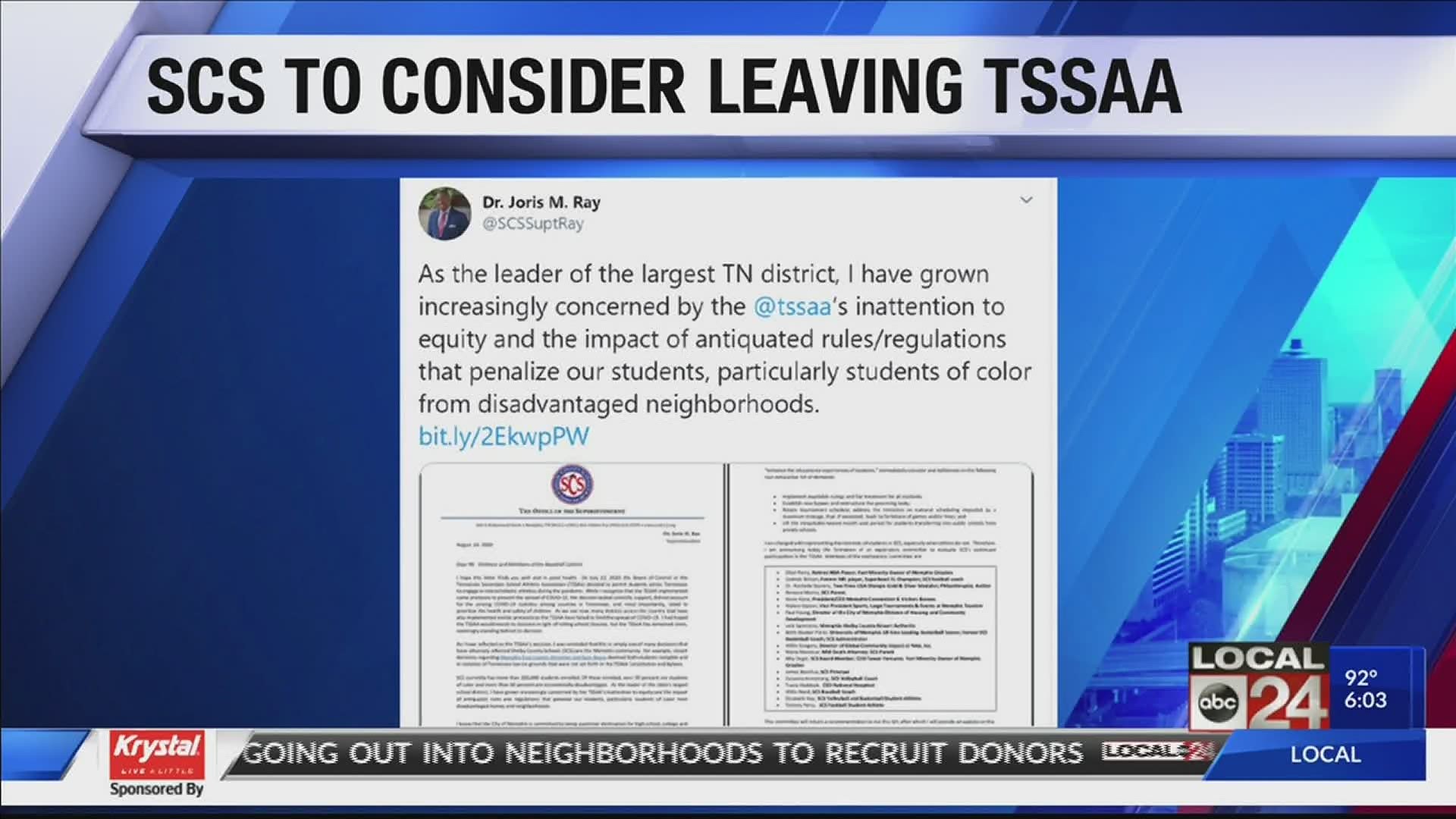 Dr. Joris Ray has a list of demands for the TSSAA over what he says is the sports group's "inattention to equality."