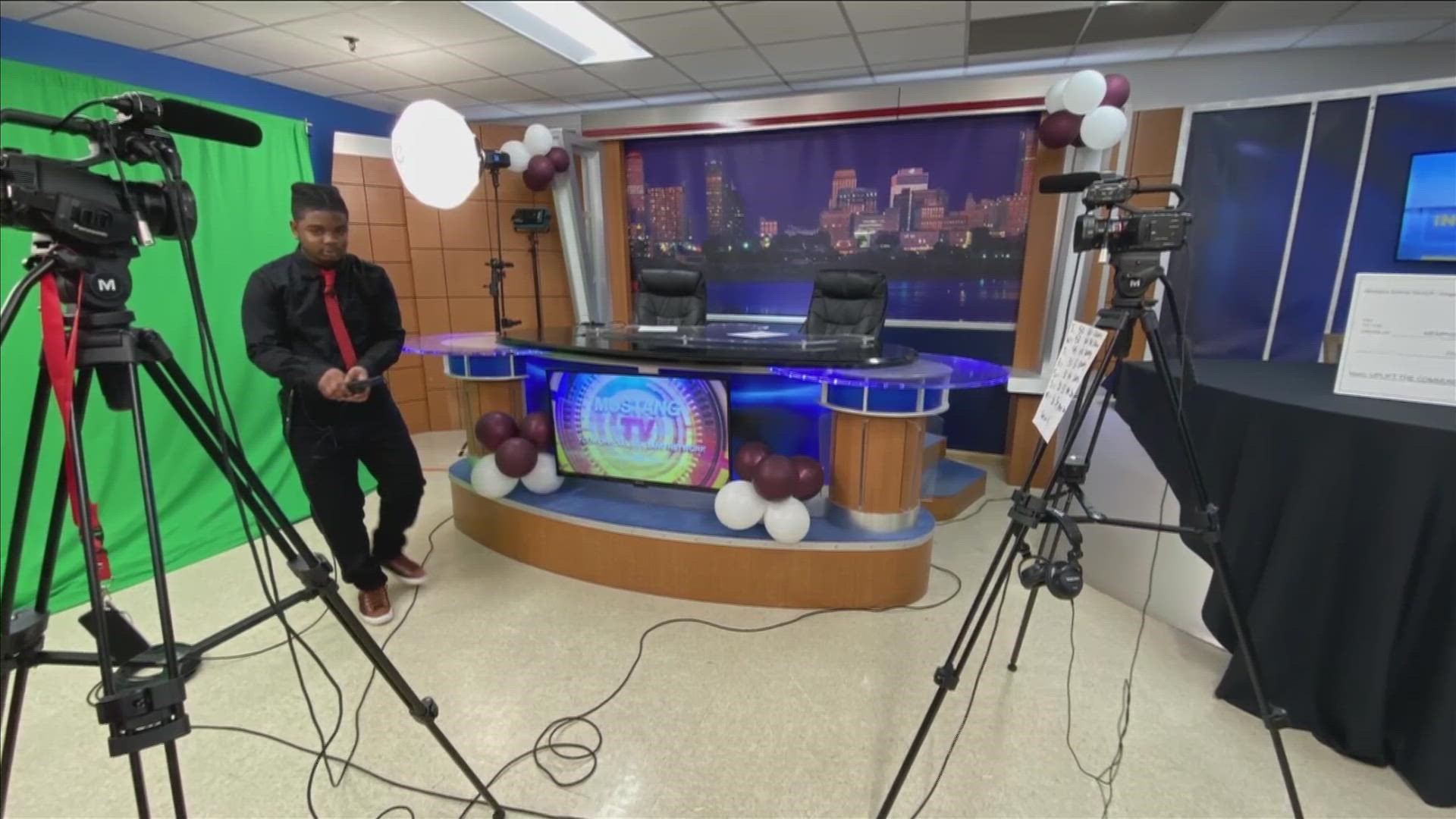 The new Mustang TV studio made its debut Tuesday morning, and it features the former ABC24 news set, which we donated to the school.