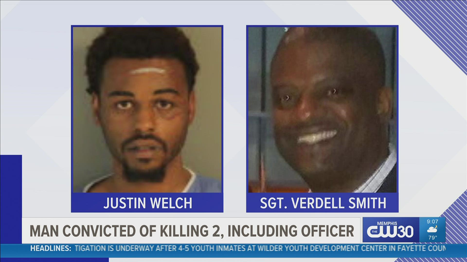 Officer Verdell Smith was hit and killed by a stolen car driven by Justin Welch shortly after Welch shot 39-year-old Joshua Walton on North Main.