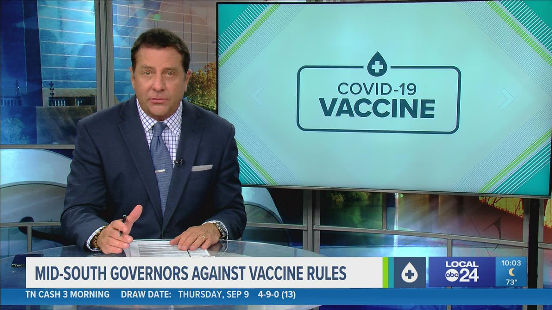 Governors Hutchinson, Reeves, and Lee react to a plan for all employers with more than 100 workers to require employees to be vaccinated for COVID-19 or test for the