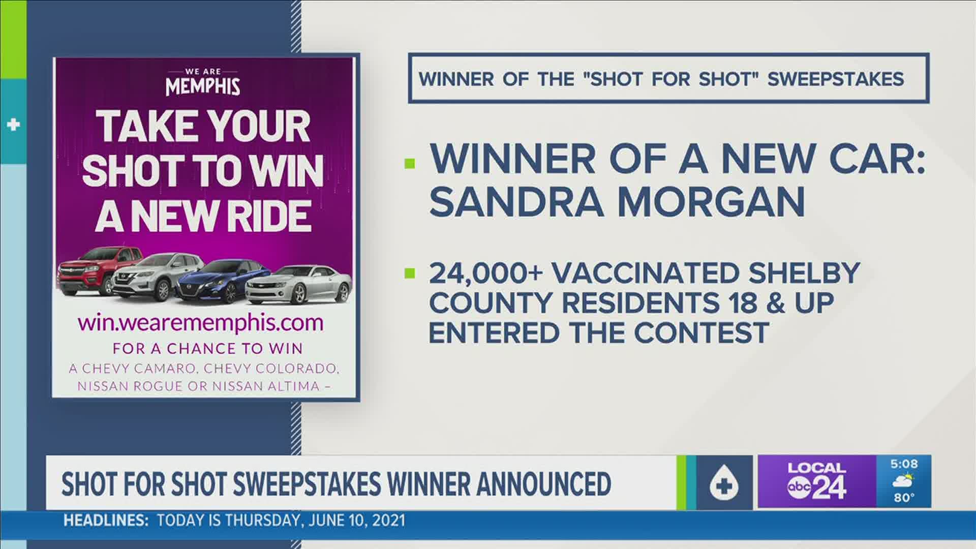 The City of Memphis announced Thursday Sandra Morgan has been selected winner of the “Shot for Shot Sweepstakes.”