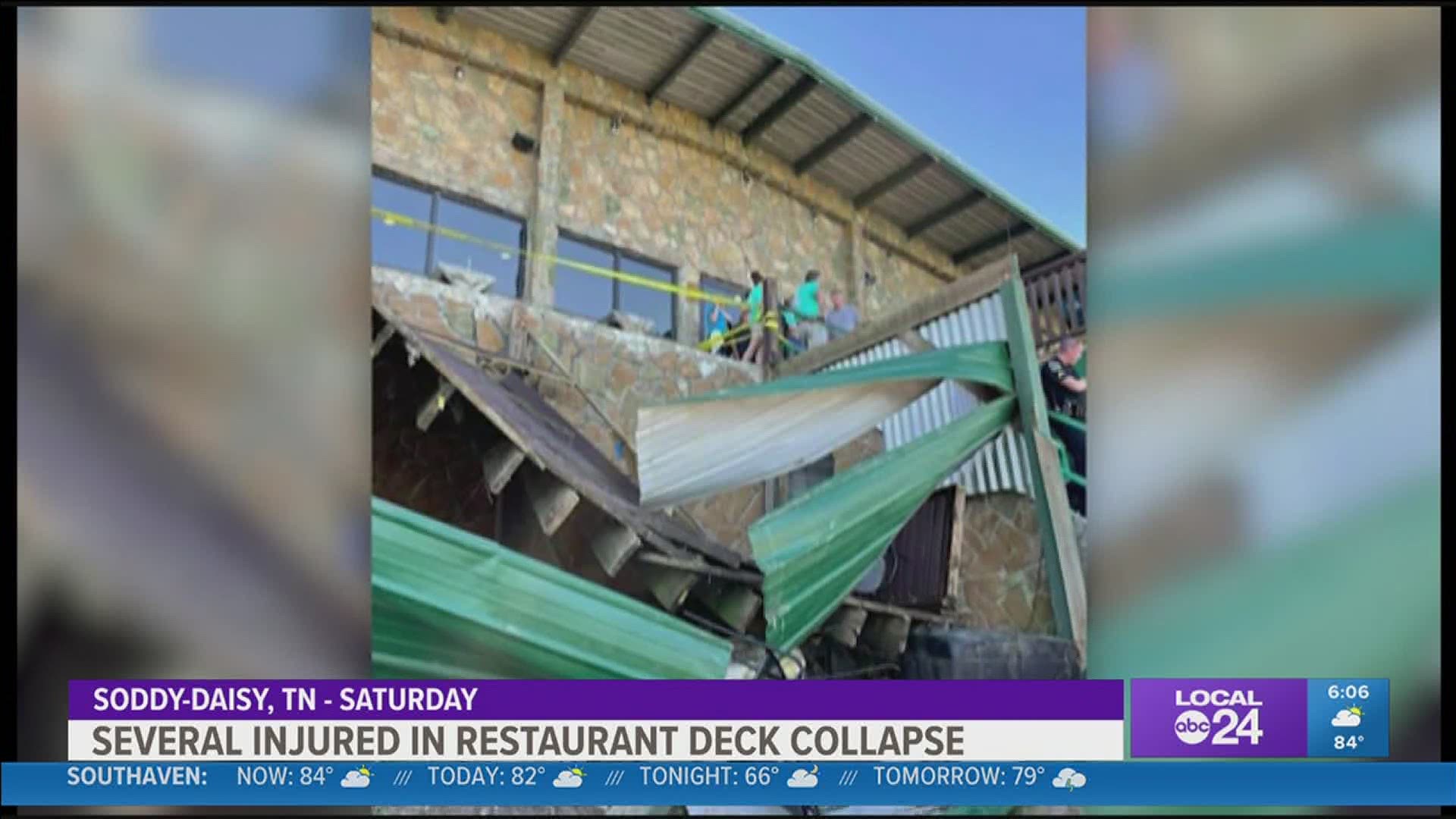 A spokeswoman for the Hamilton County Office of Emergency Management said about 40 people were on the deck for a picture at a birthday party when it collapsed