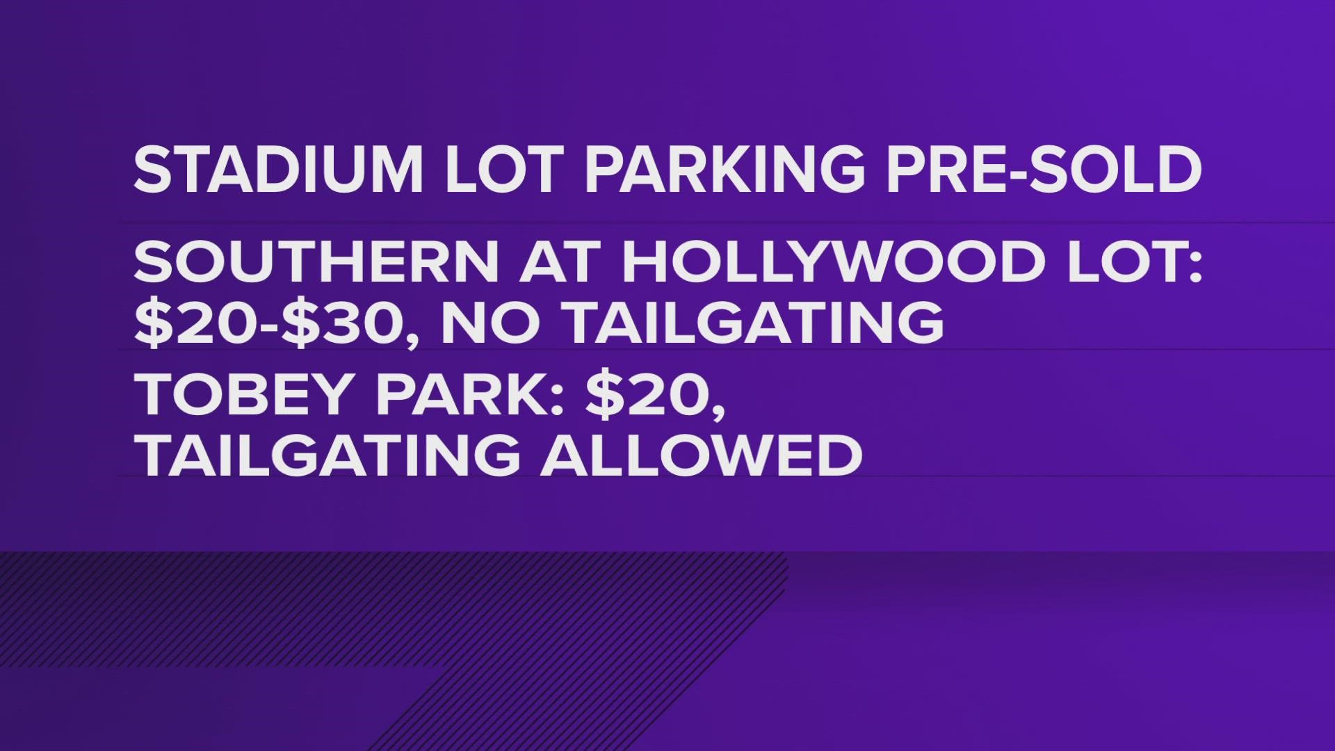 Tailgating is permitted in designated lots for the Southern Heritage Classic.