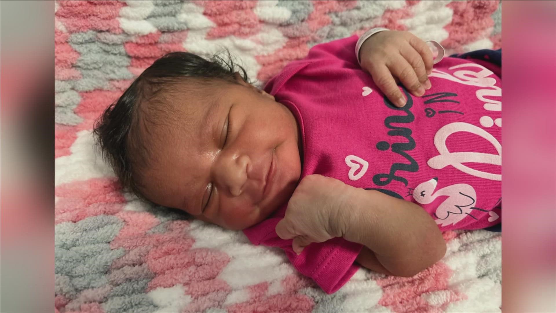 Weighing six pounds and 13 ounces, Iyanna Latrice Gibson was born at midnight on New Year's Eve.