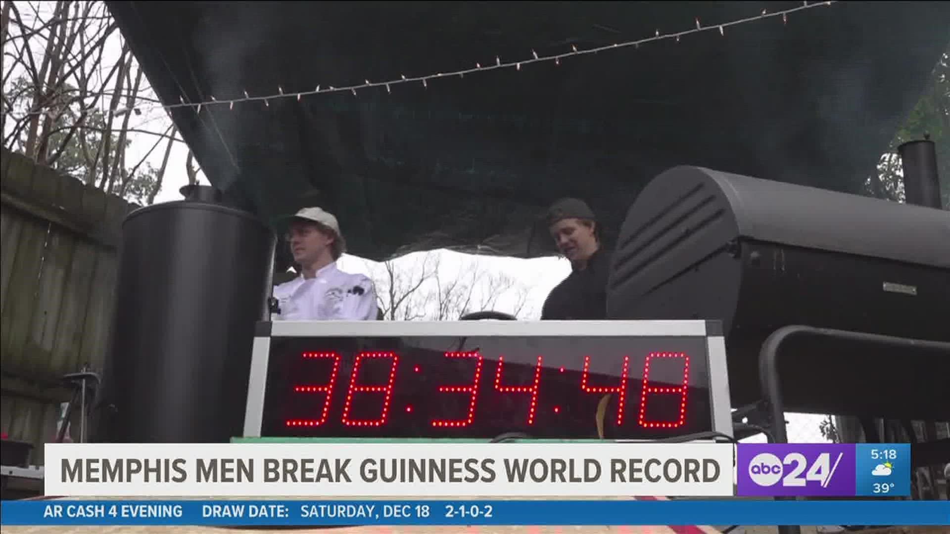 A group of five friends said they've broken the world record for the longest team barbecue marathon.
