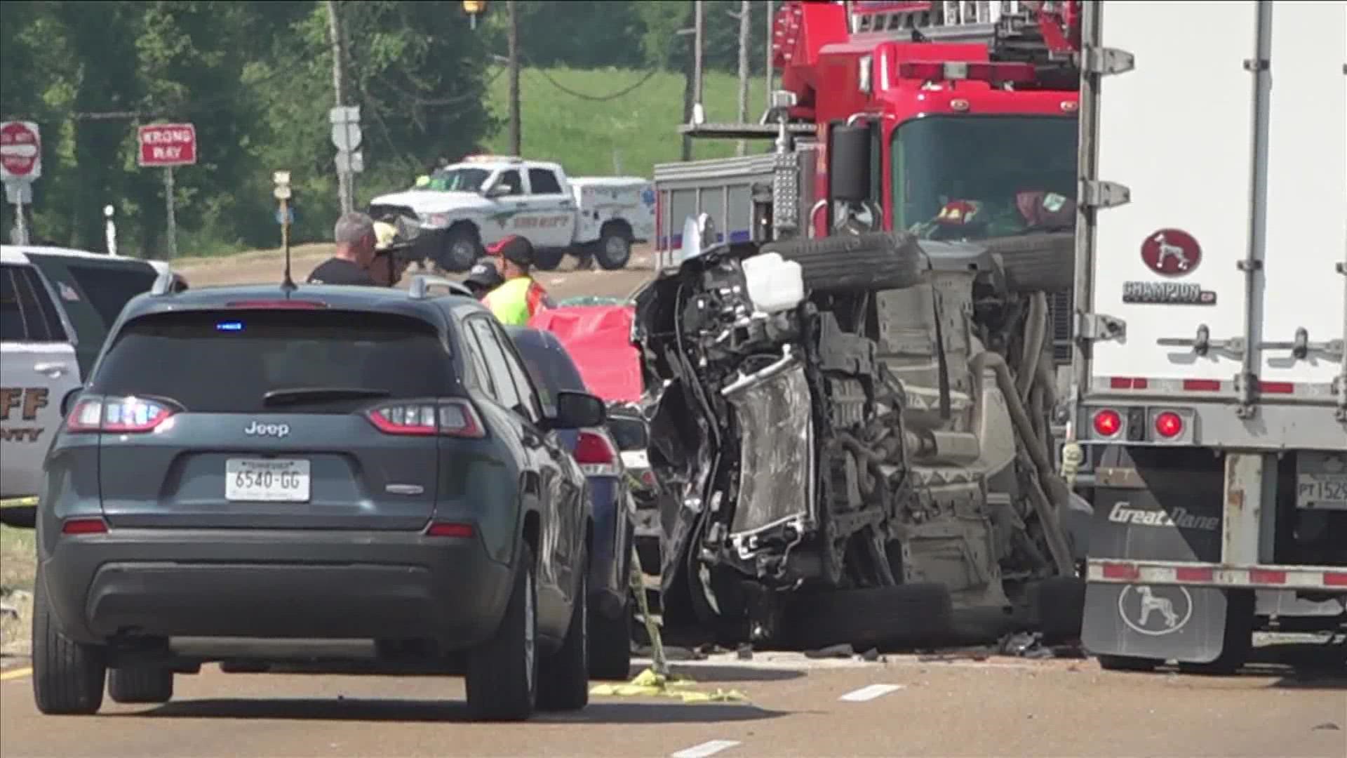 The crash happened before 9 a.m. Tuesday along Highway 51 at 385. Highway 51 is closed from 385 to Babe Howard Blvd.