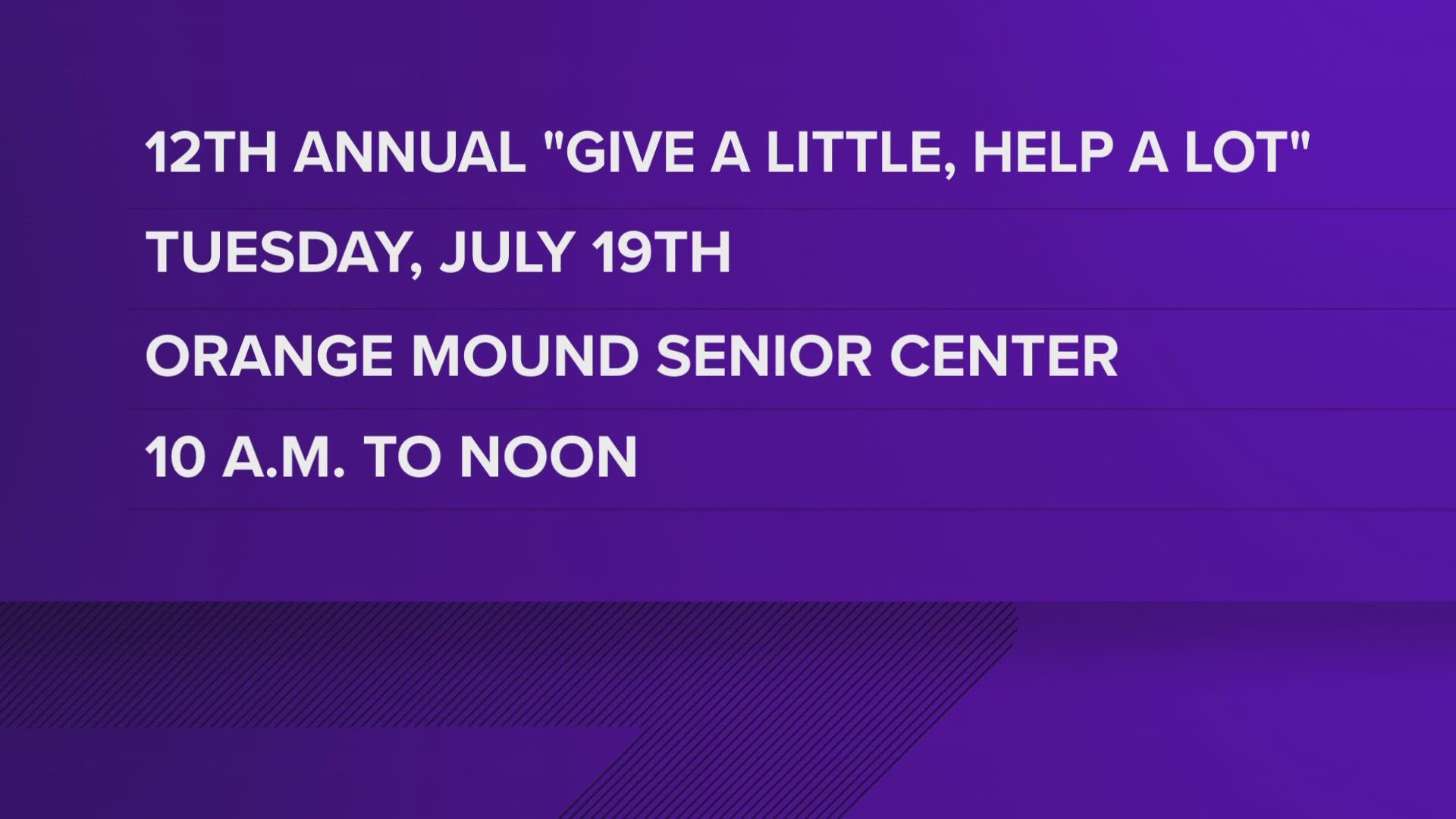 The 12th annual "Give a Little, Help a Lot" legal aid clinic will take place from 10 a.m. to noon at the Orange Mound Senior Center on July 19.