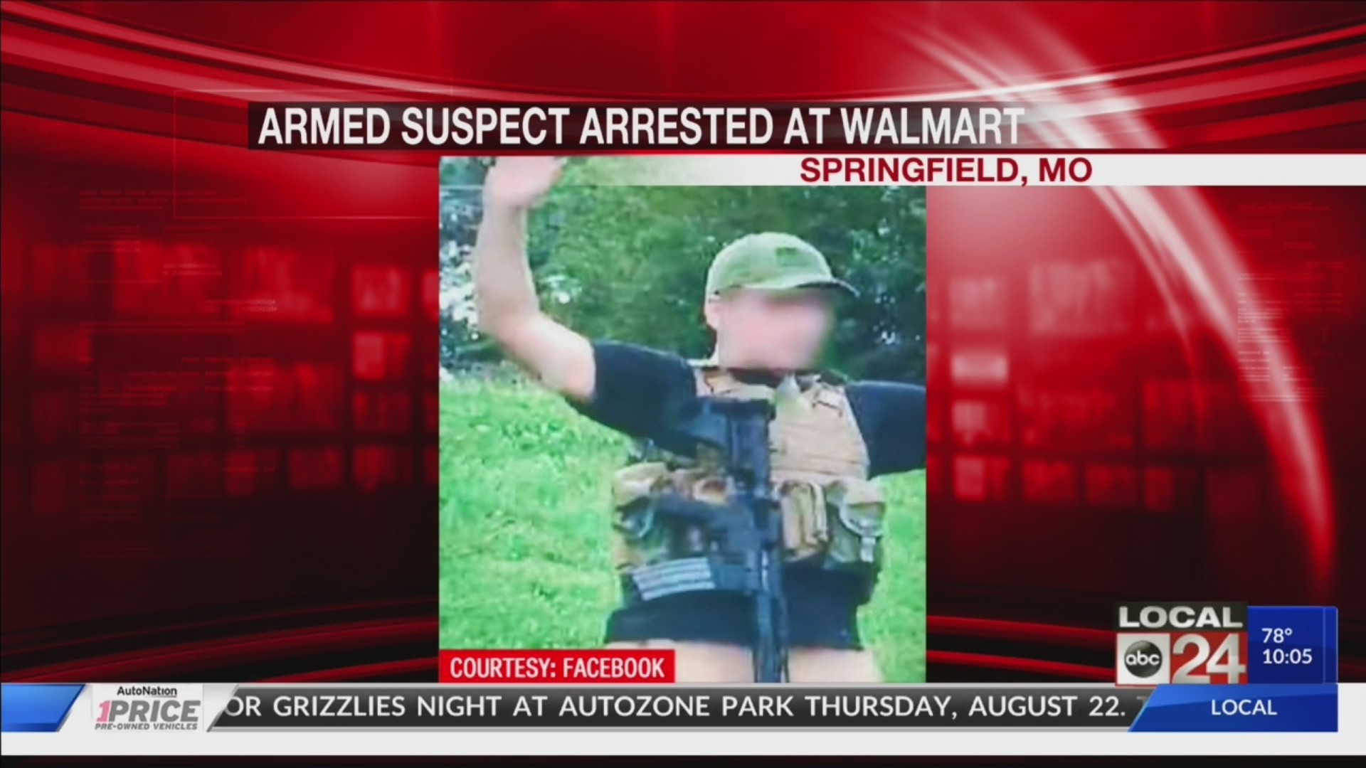 Man with rifle and 100 rounds of ammunition arrested at Walmart in Springfield, Missouri